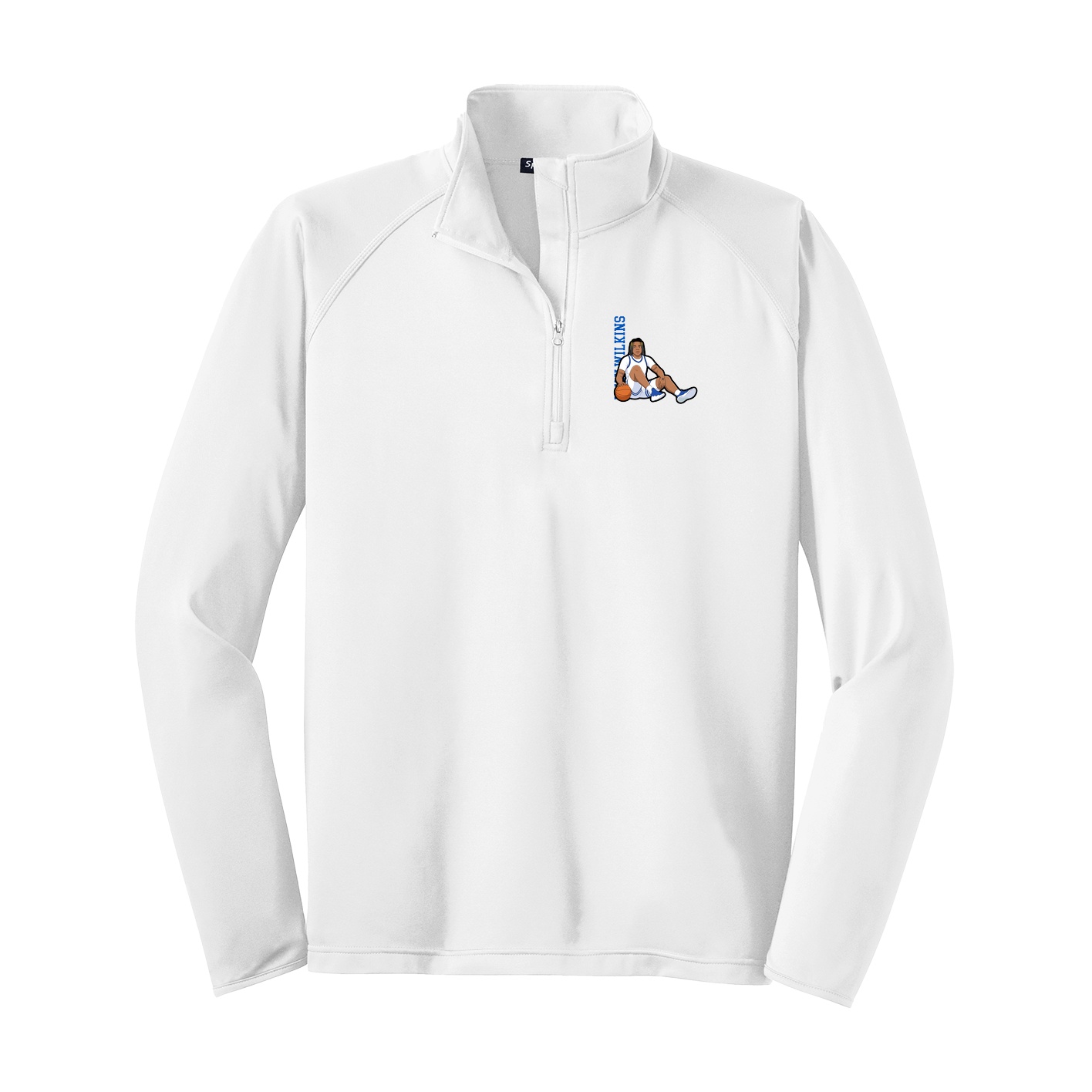 Q-Zip Pullover — Name Vertical in White