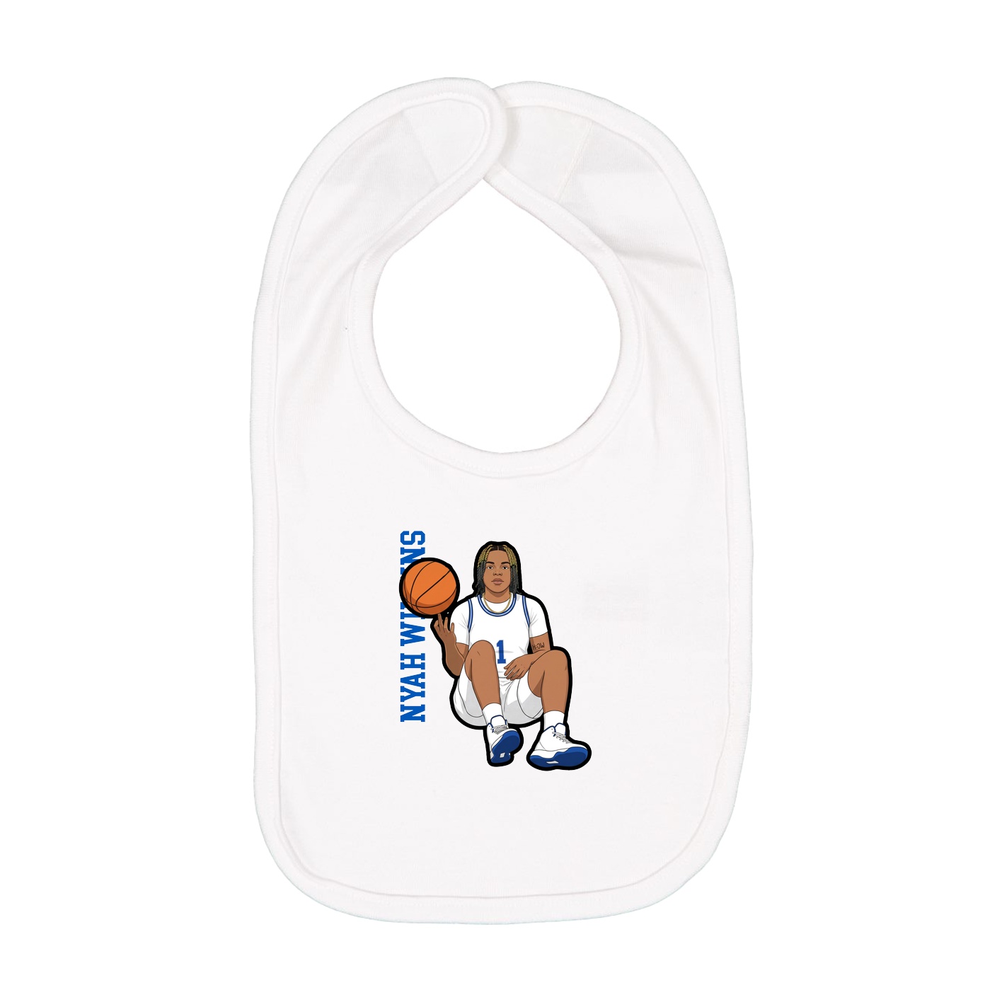 Infant Bib — Name Vertical in White