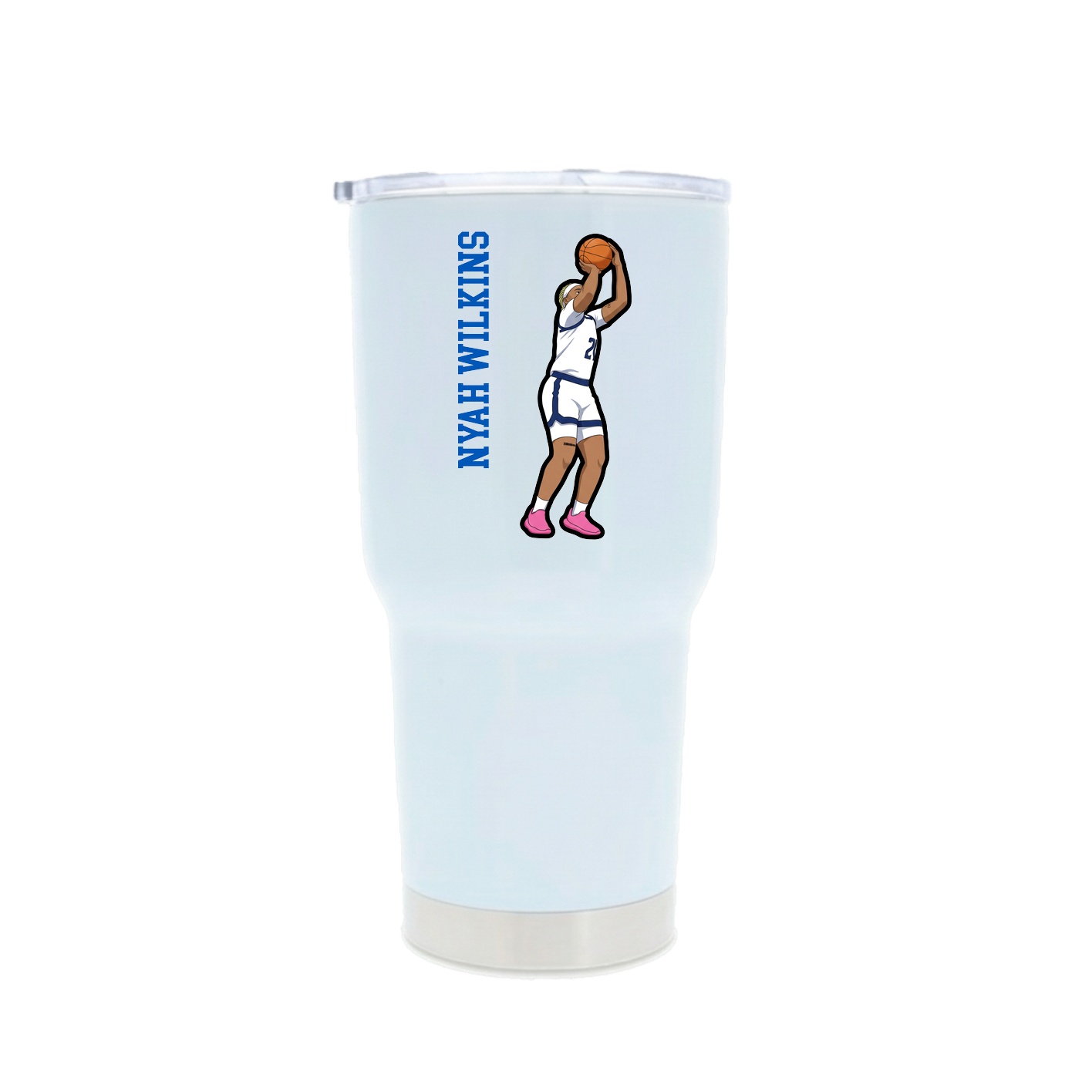 30oz Stainless Steel Tumbler — Name Vertical in White