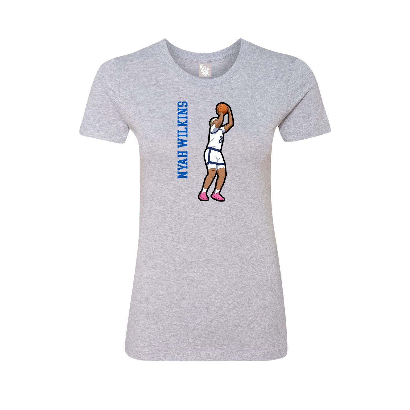 Womens Tee — Name Vertical in Grey