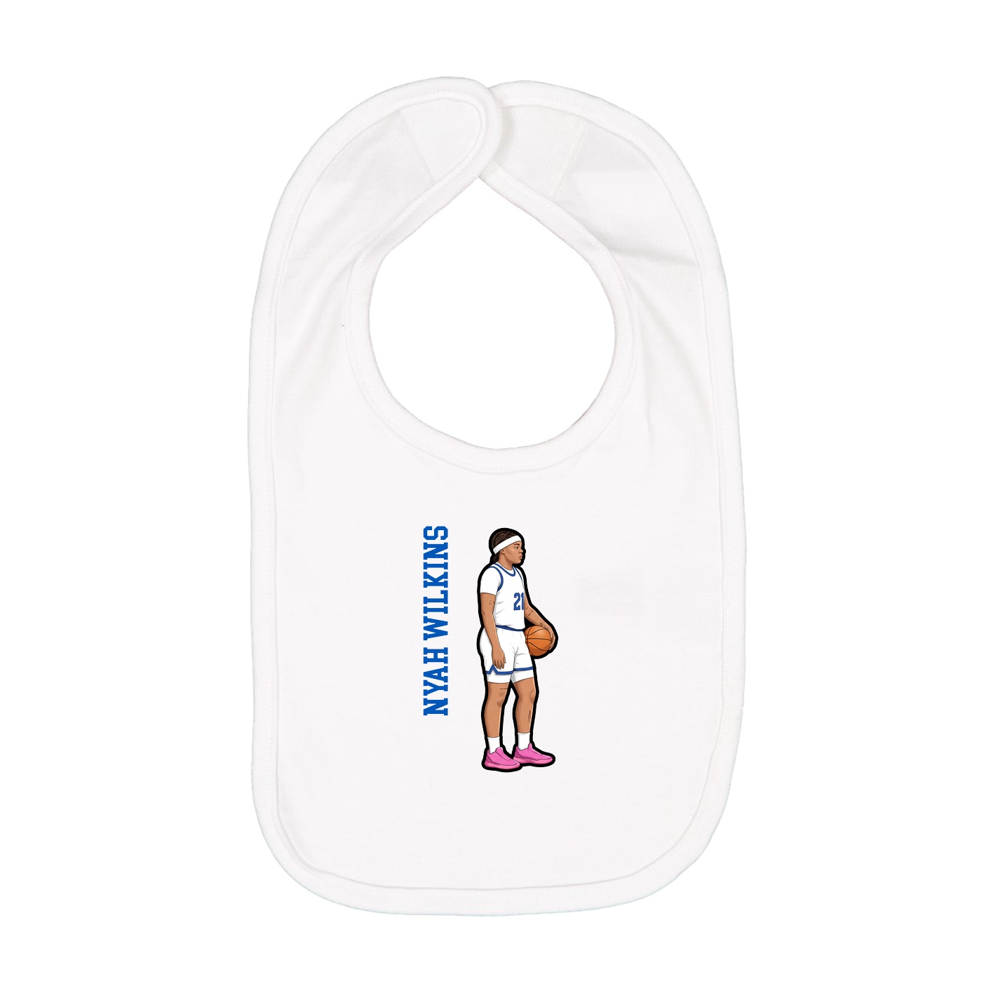 Infant Bib — Name Vertical in White
