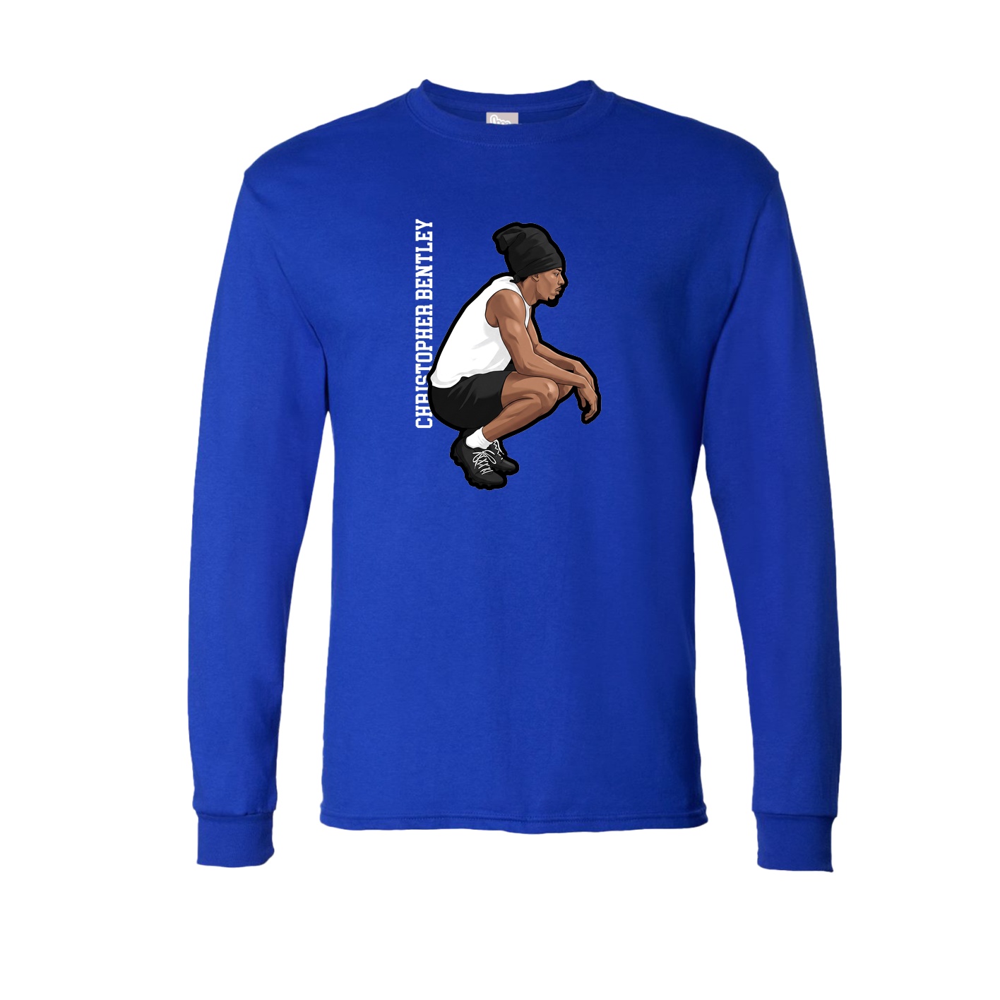 Long Sleeve Tee — Name Vertical in Royal