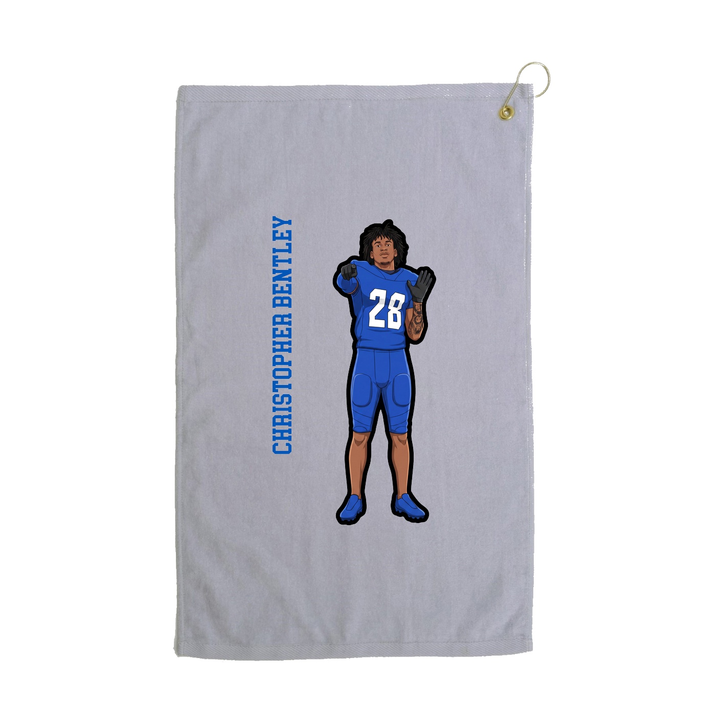 Golf Towel — Name Vertical in Grey