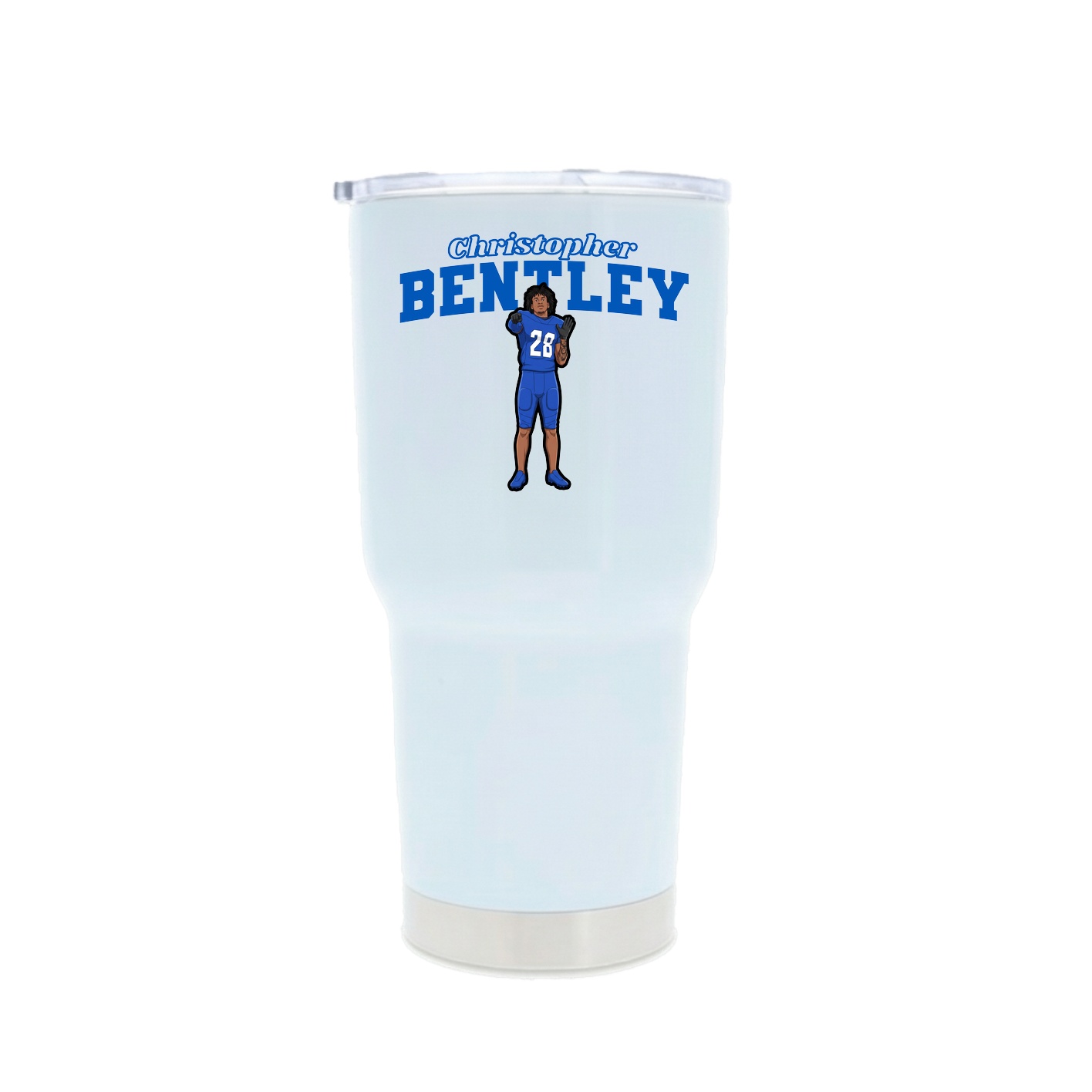 30oz Stainless Steel Tumbler — Name Arch in White