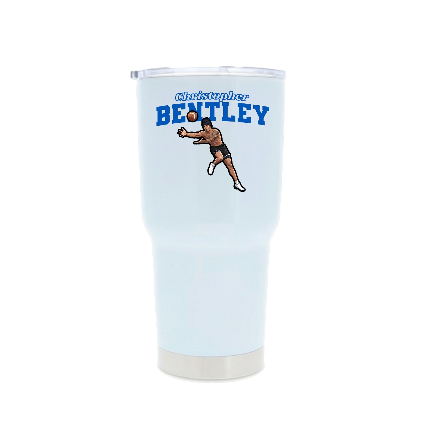 30oz Stainless Steel Tumbler — Name Arch in White
