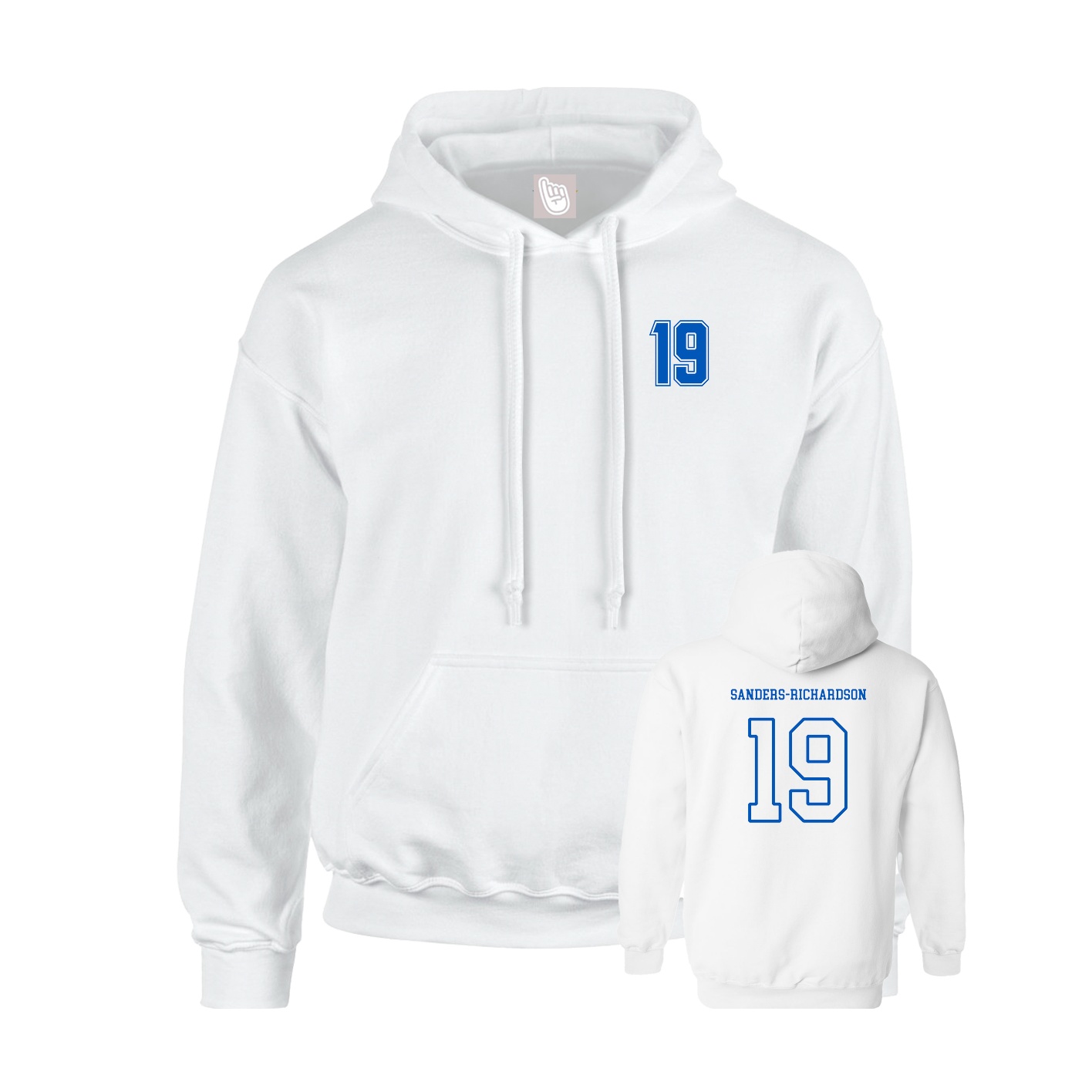 Youth Hoodie — Chest Back in White
