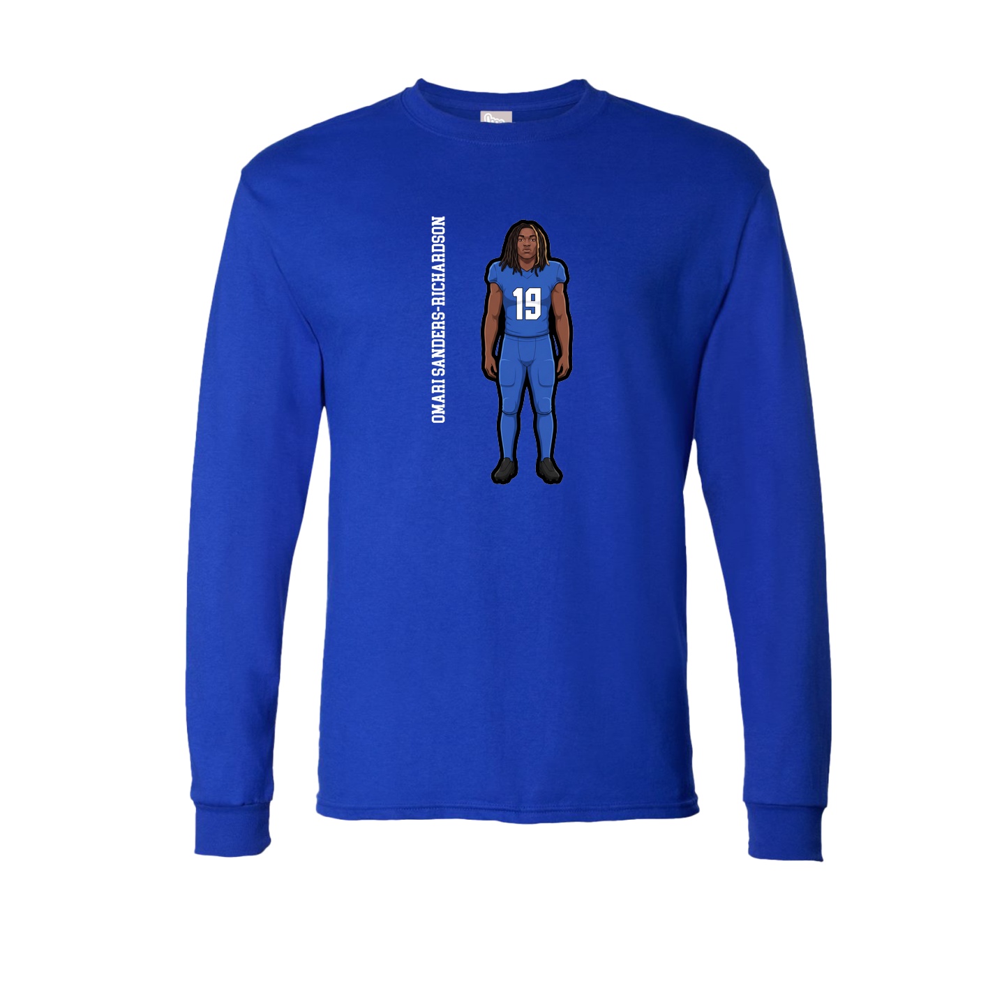 Long Sleeve Tee — Name Vertical in Royal