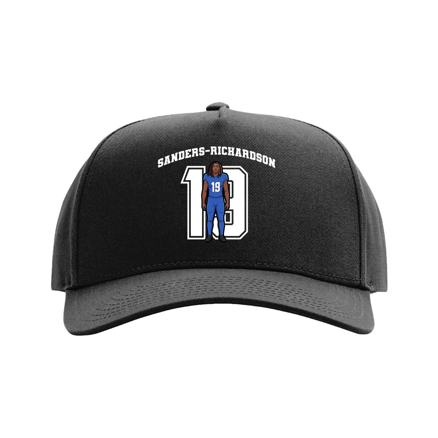 Full Fabric Five-Panel Champ Cap — Number in Black