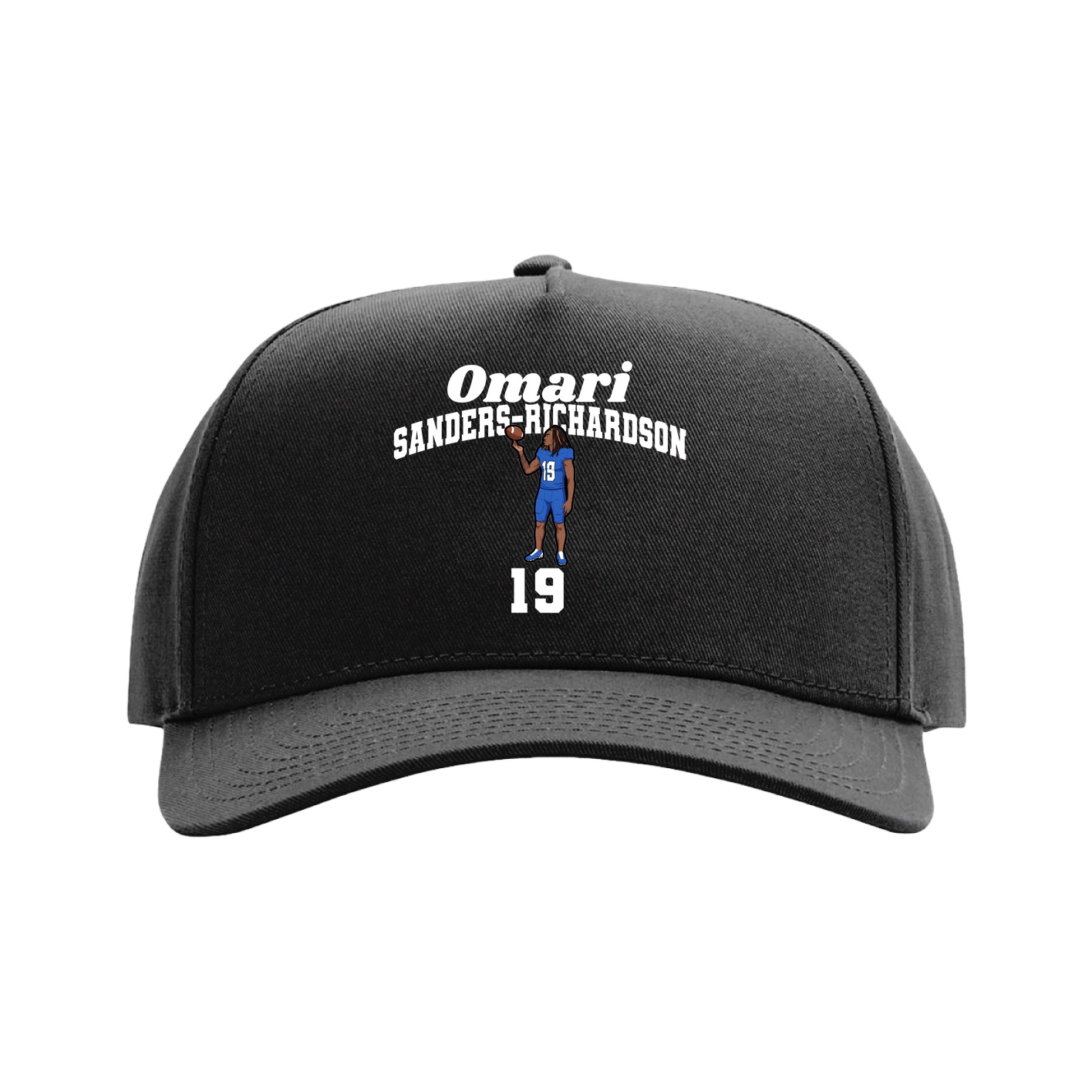 Full Fabric Five-Panel Champ Cap — Signature Arch in Black