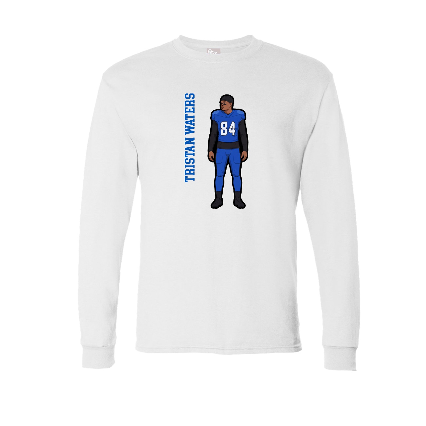 Long Sleeve Tee — Name Vertical in White