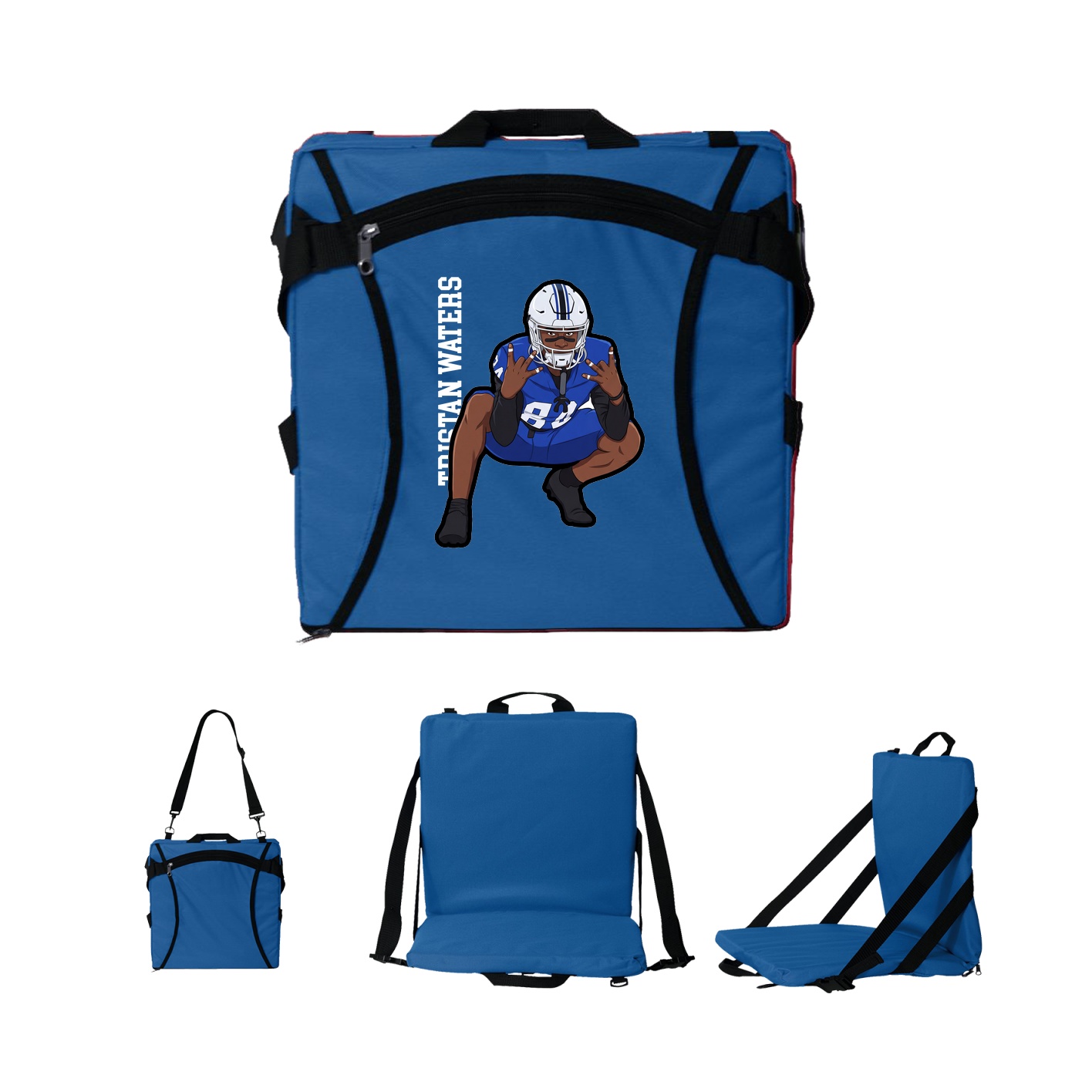 Folding Stadium Seat — Name Vertical in Royal