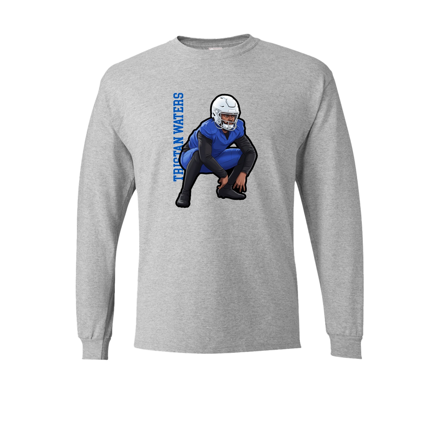 Long Sleeve Tee — Name Vertical in Grey