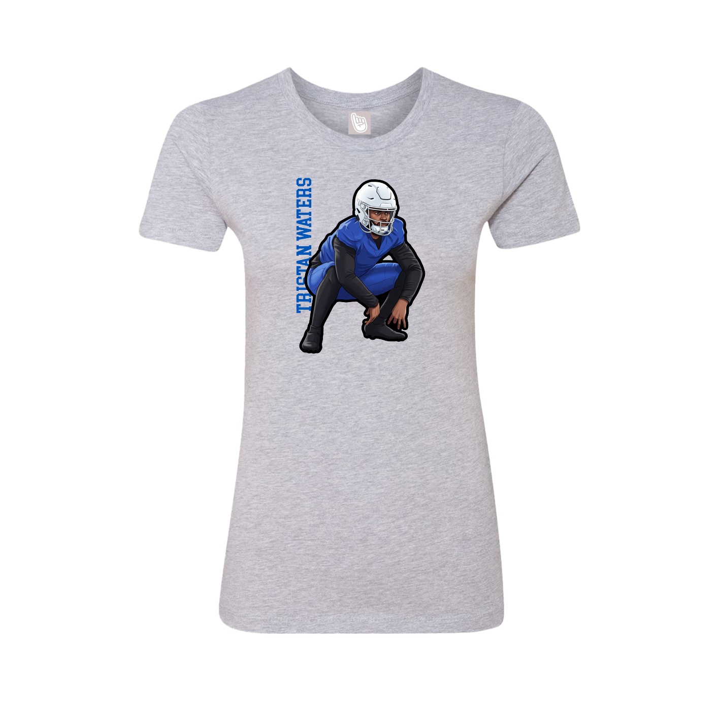 Fitted Women's Tee — Name Vertical in Grey
