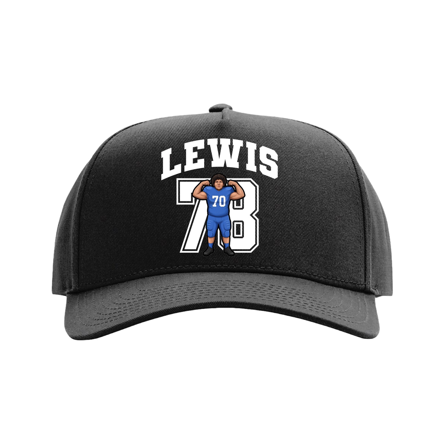 Full Fabric Five-Panel Champ Cap — Number in Black