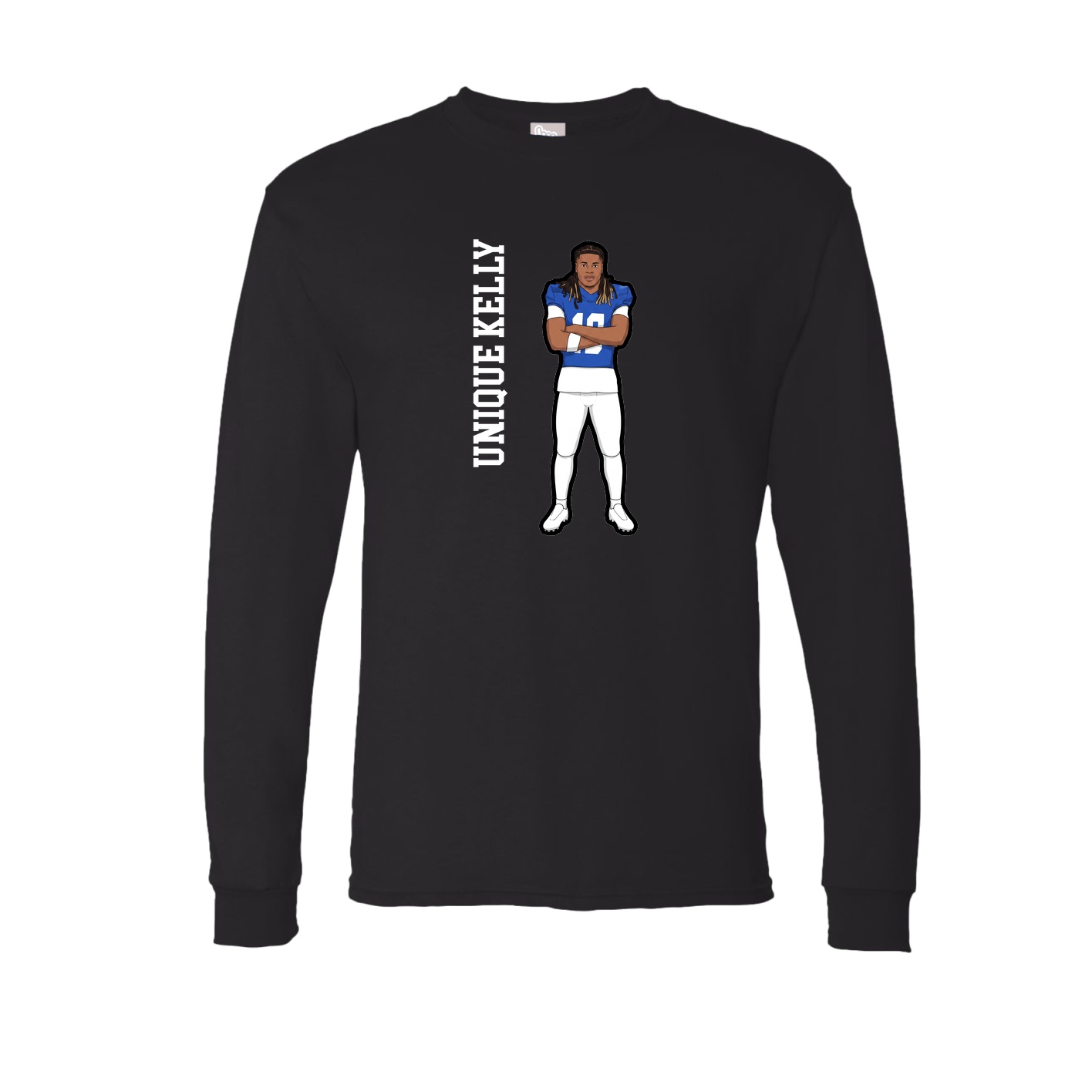Long Sleeve Tee — Name Vertical in Black