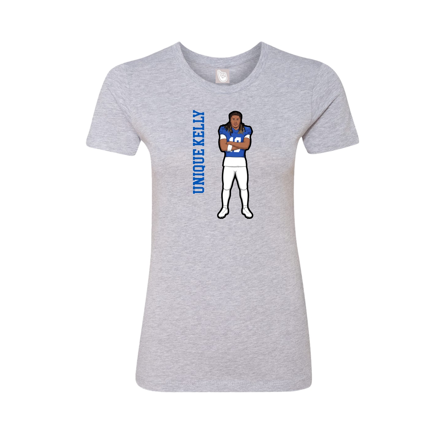 Fitted Women's Tee — Name Vertical in Grey