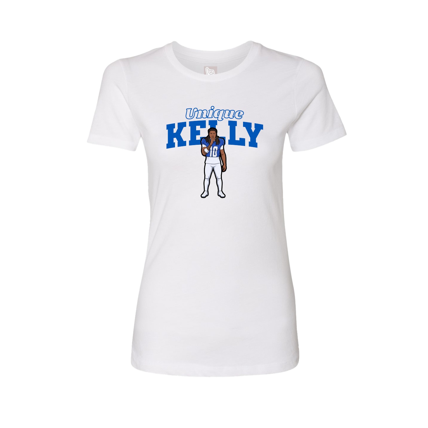 Fitted Women's Tee — Name Arch in White