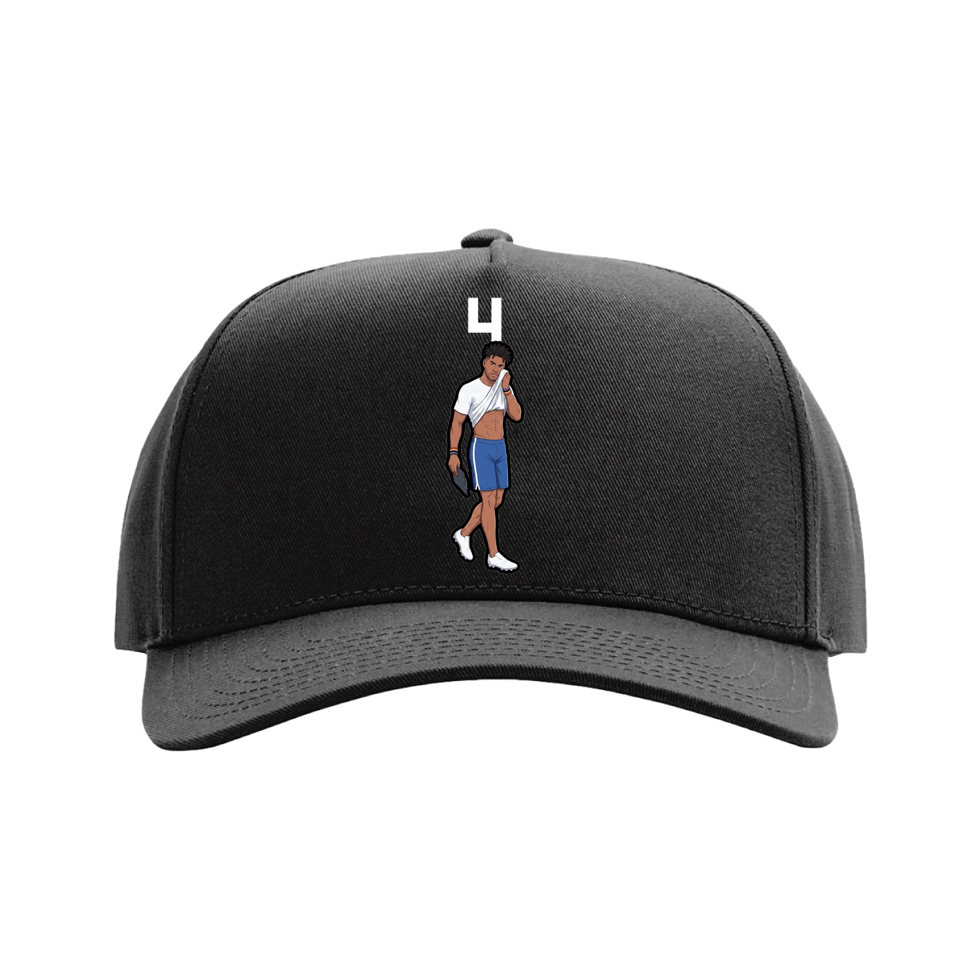 Full Fabric Five-Panel Champ Cap — Number Top in Black