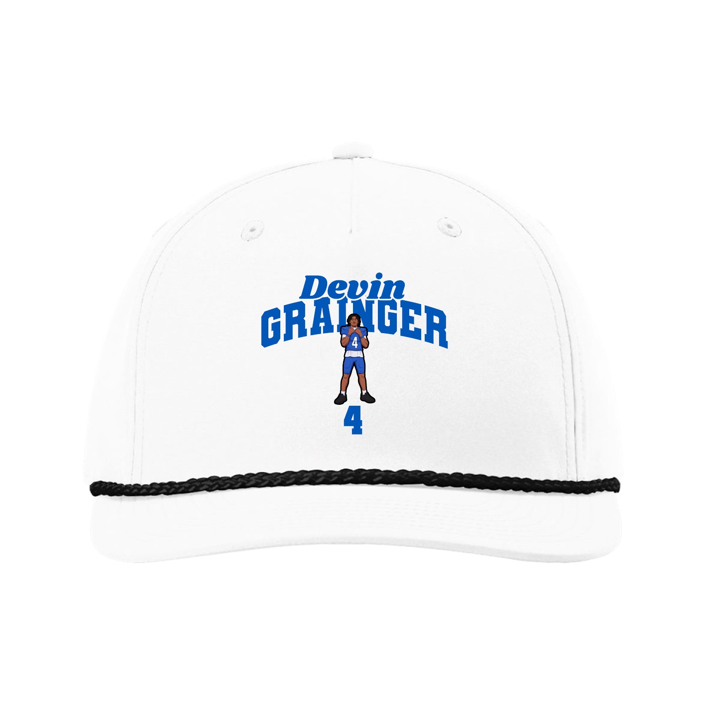 Five-Panel Classic Rope Cap — Signature Arch in White