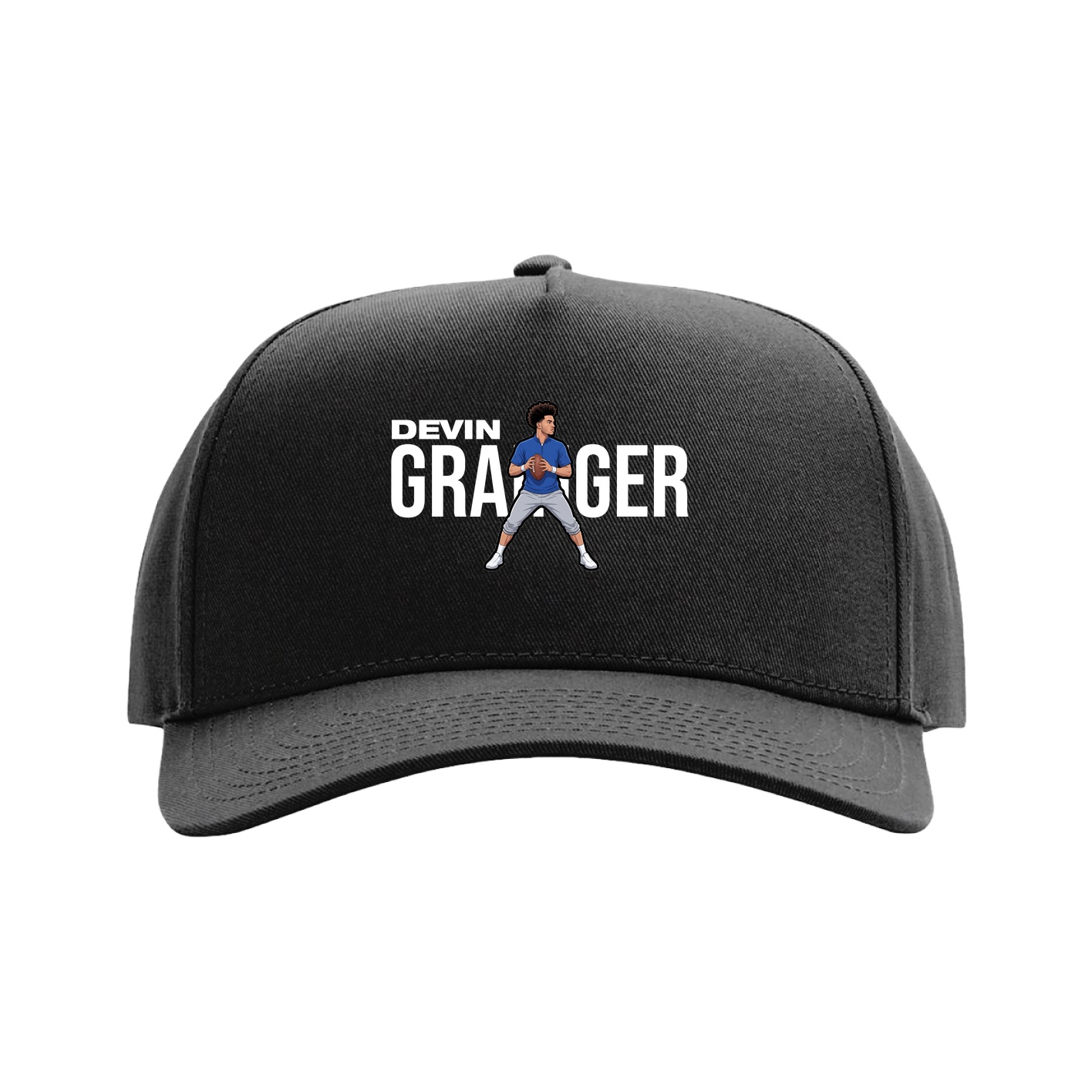 Full Fabric Five-Panel Champ Cap — Player Name in Black