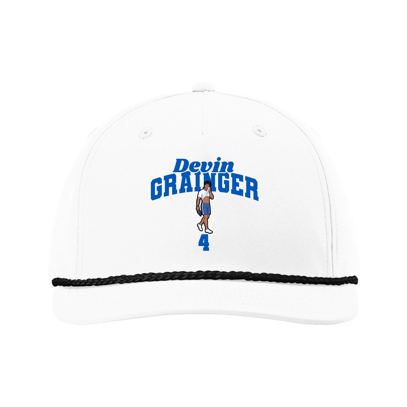 Five-Panel Classic Rope Cap — Signature Arch in White