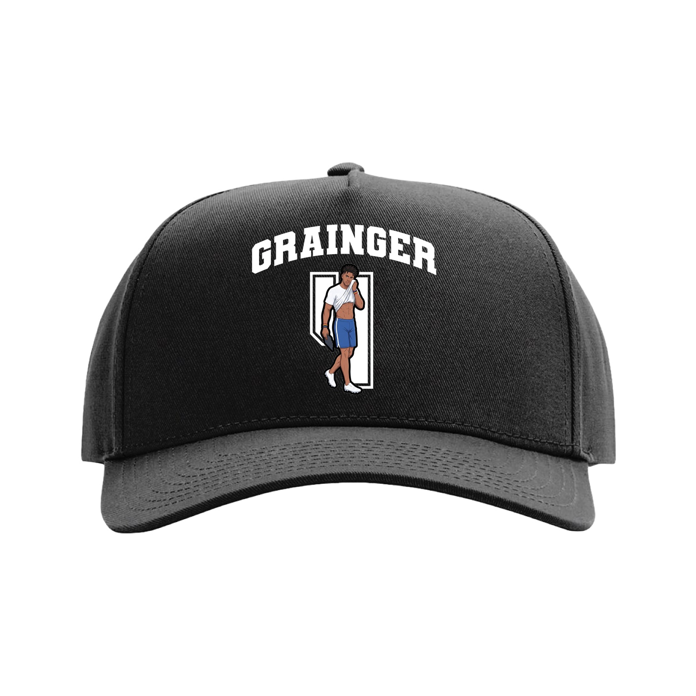 Full Fabric Five-Panel Champ Cap — Number in Black