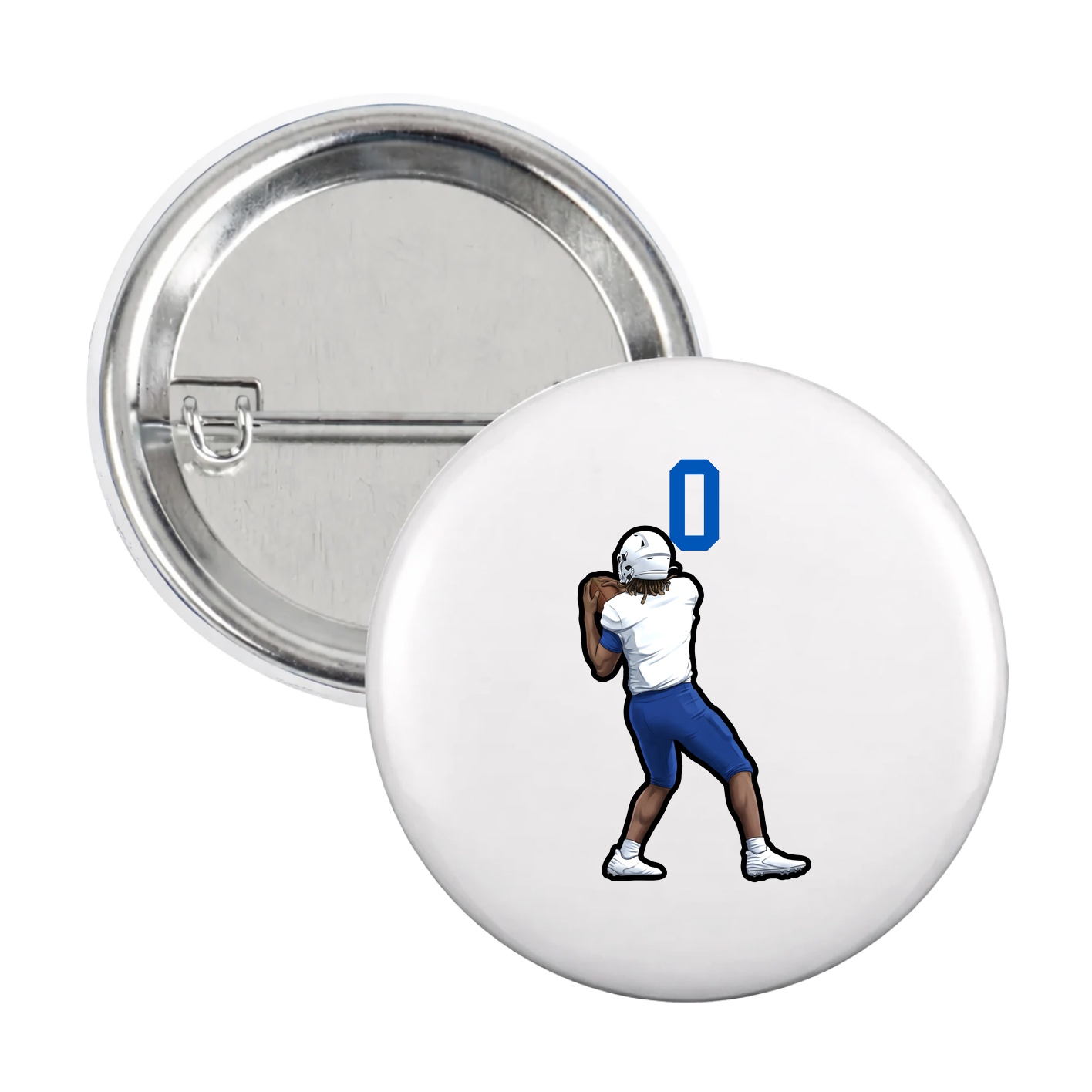Game Day Button — Number Top in White