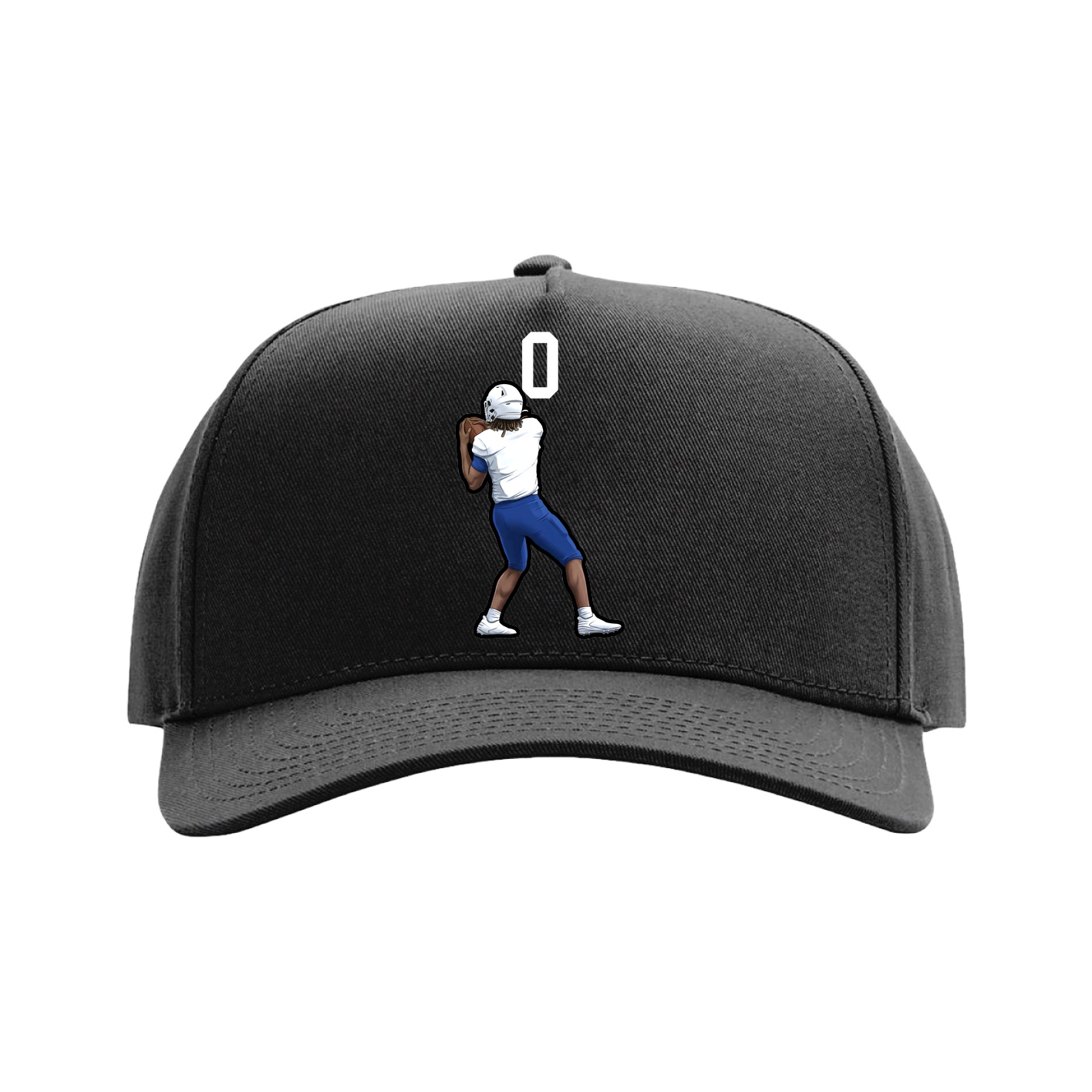 Full Fabric Five-Panel Champ Cap — Number Top in Black