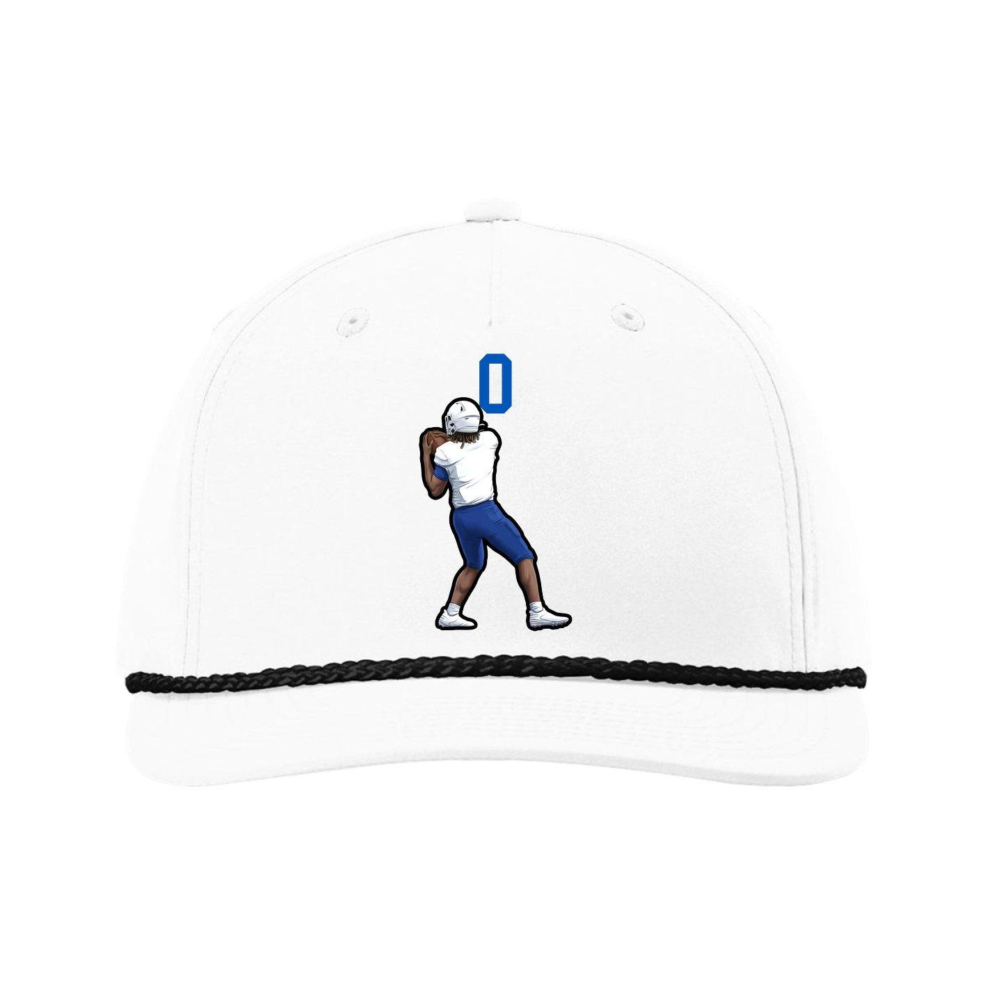 Five-Panel Classic Rope Cap — Number Top in White