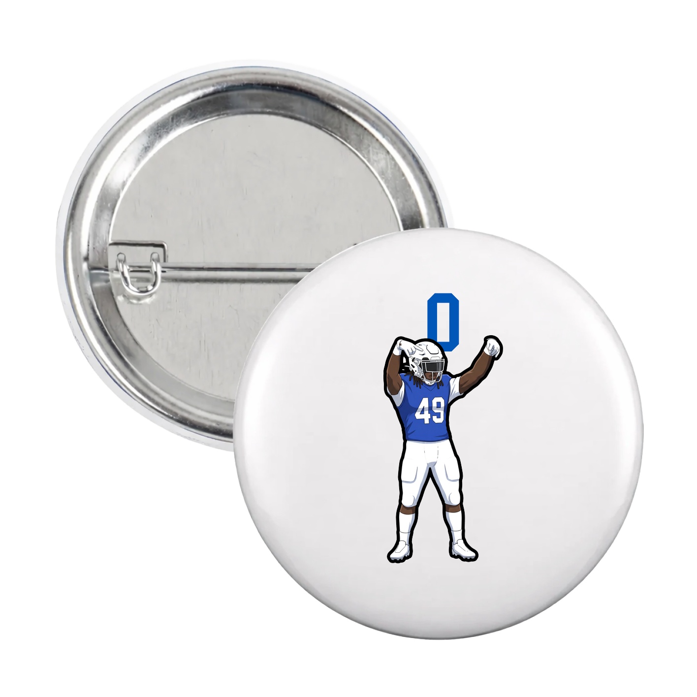 Game Day Button — Number Top in White