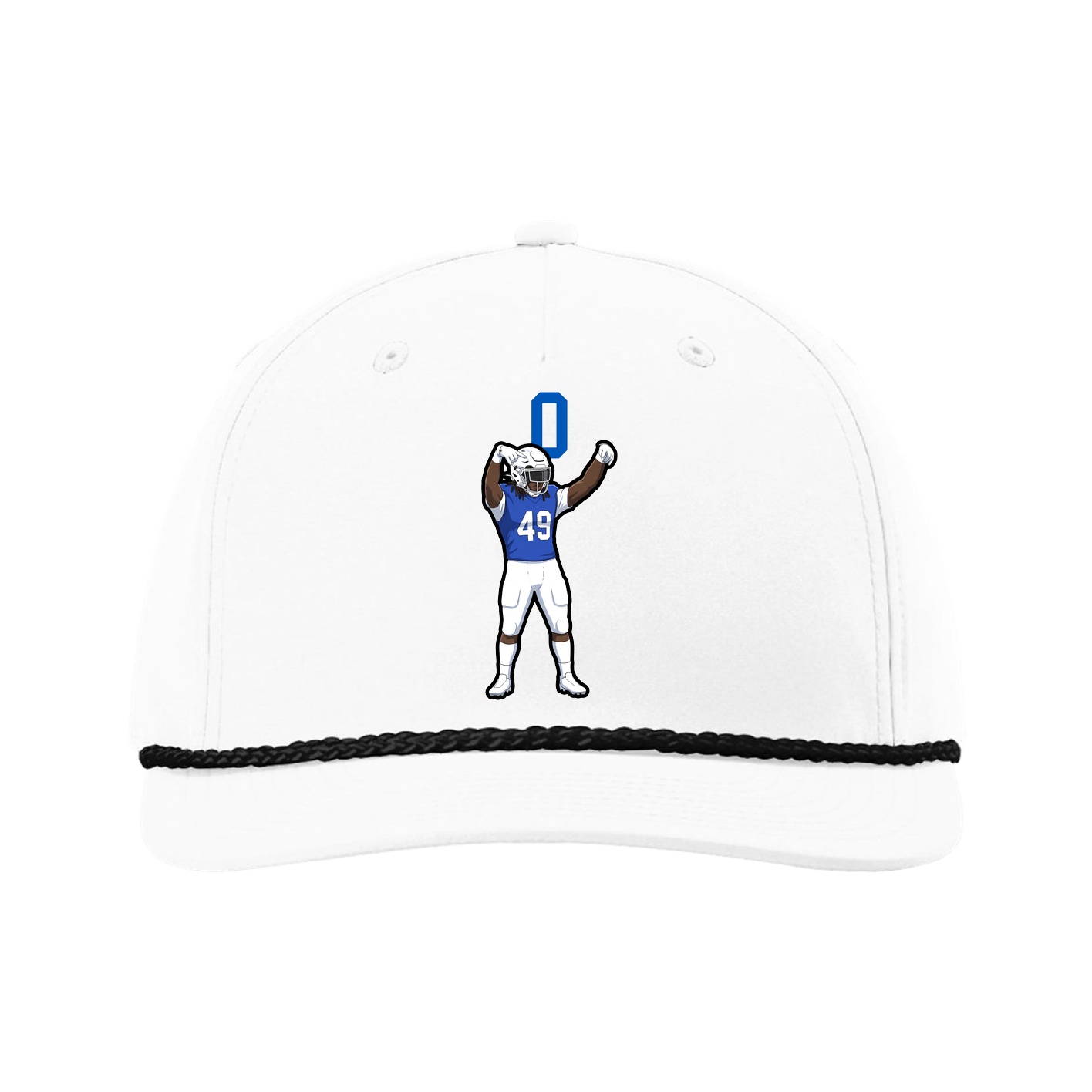 Five-Panel Classic Rope Cap — Number Top in White