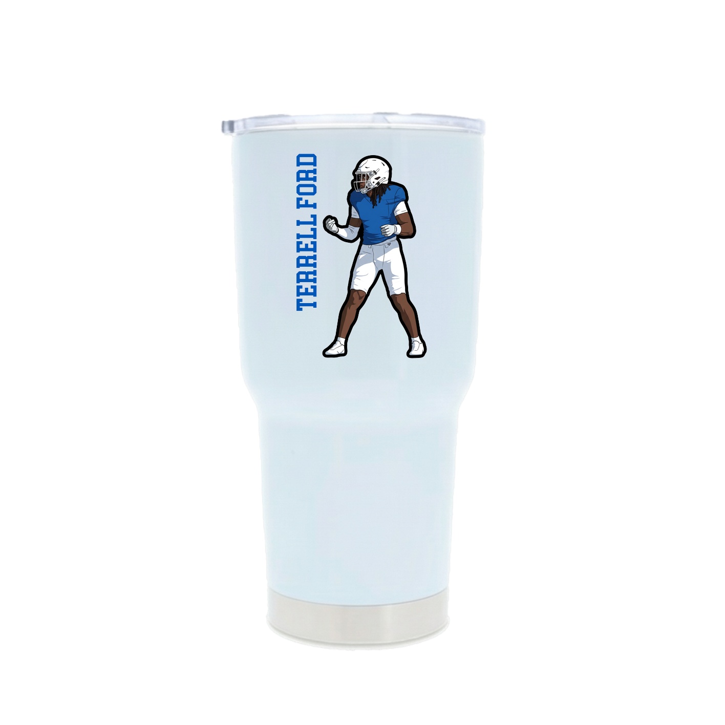 30oz Stainless Steel Tumbler — Name Vertical in White