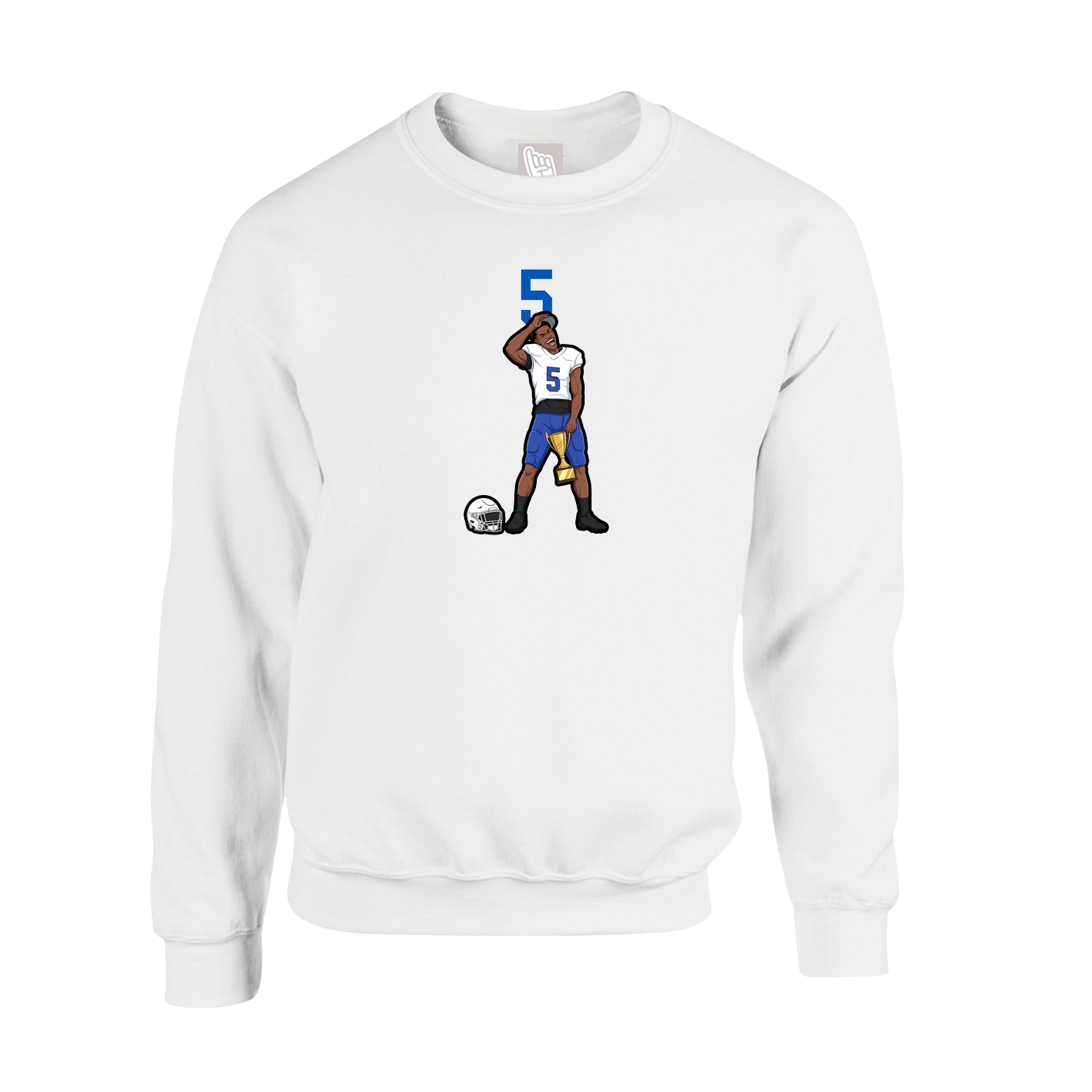 Fleece Crew — Number Top in White