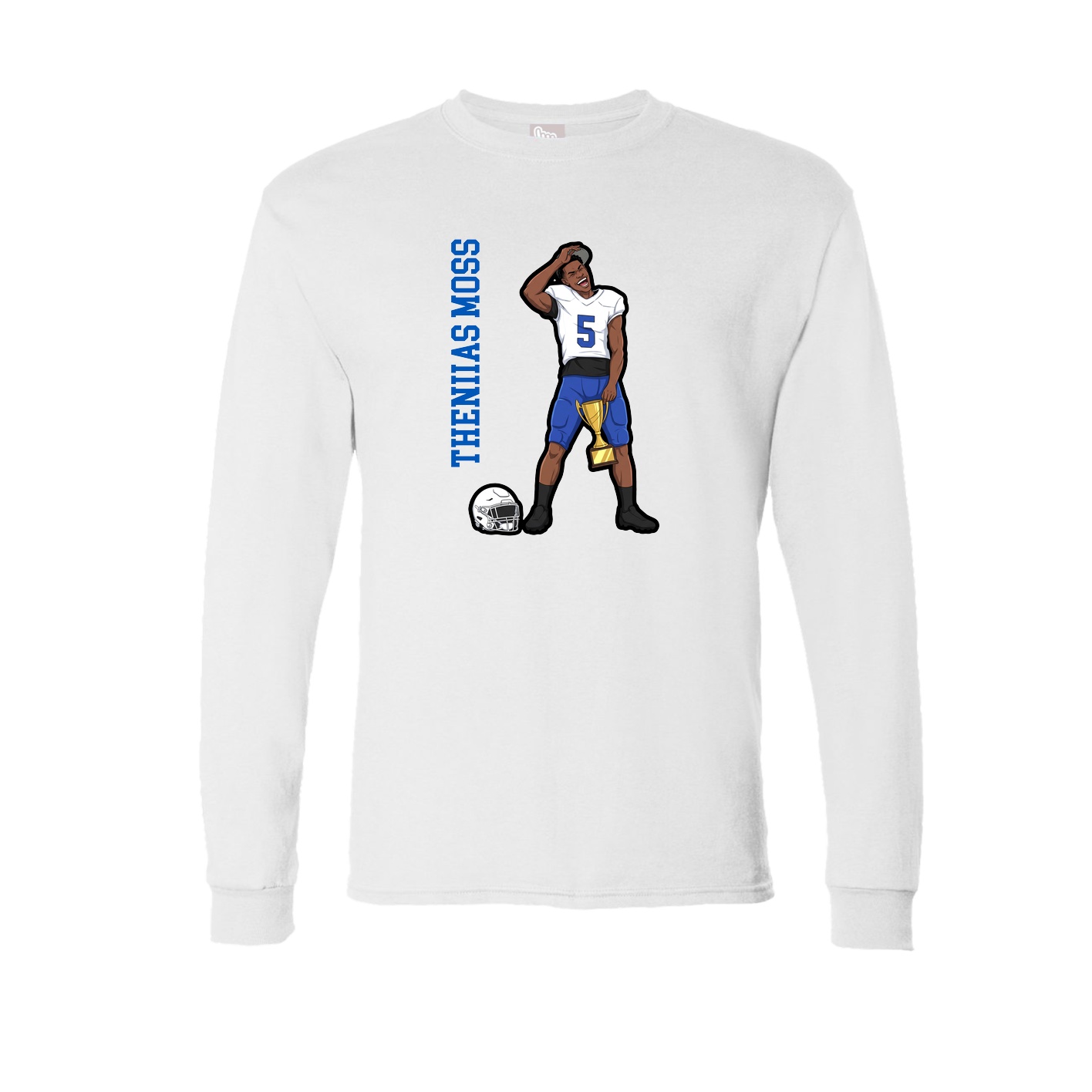 Long Sleeve Tee — Name Vertical in White
