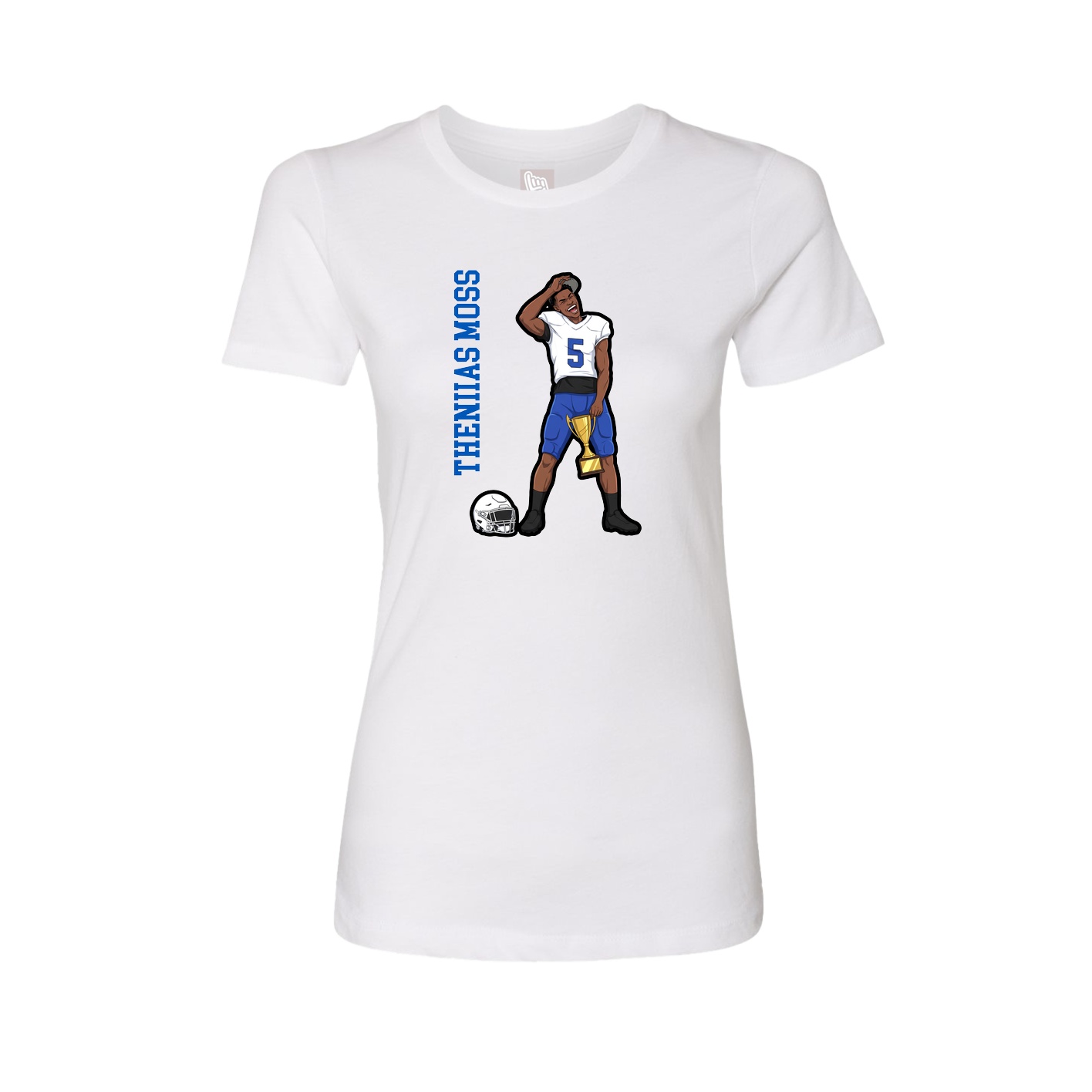 Fitted Women's Tee — Name Vertical in White