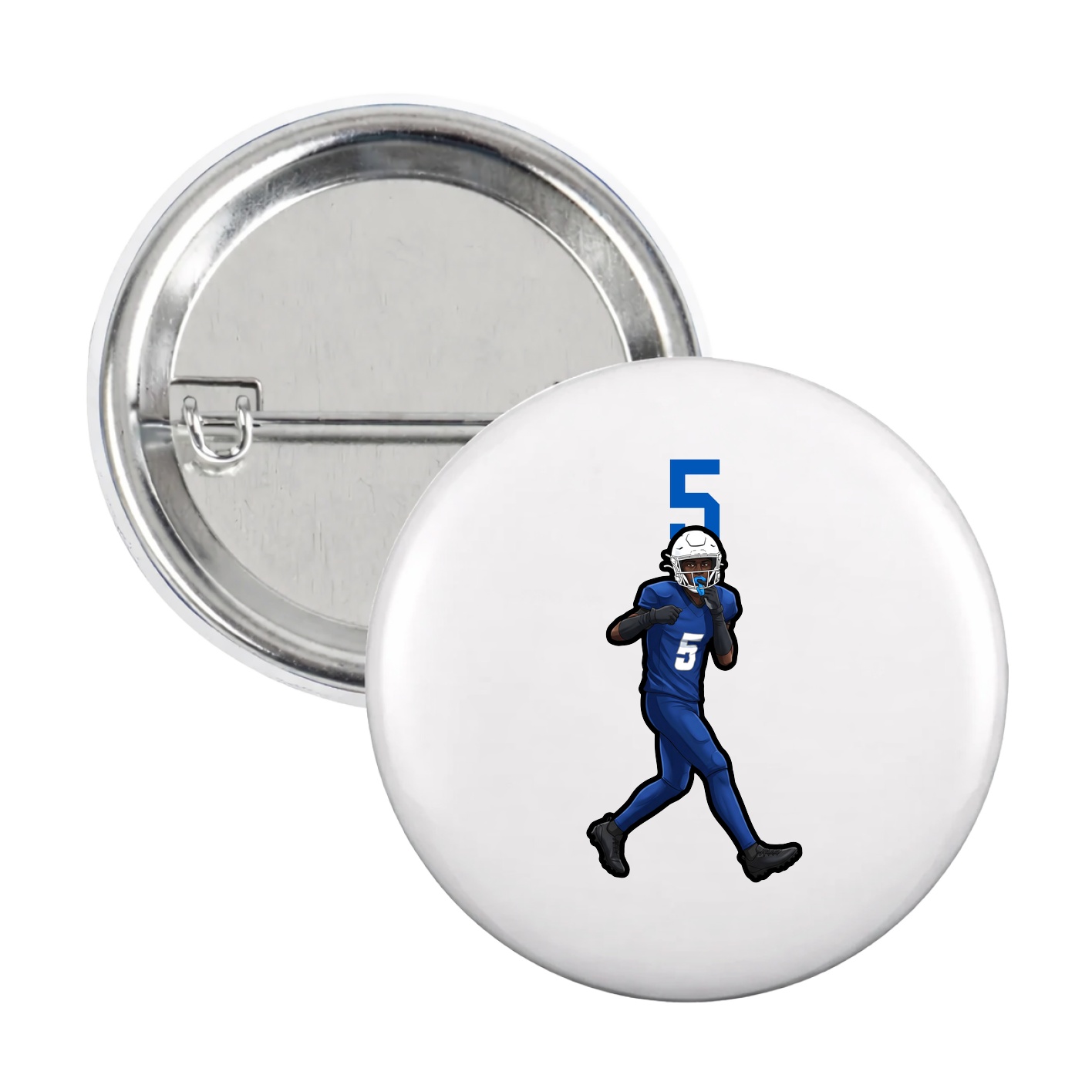 Game Day Button — Number Top in White