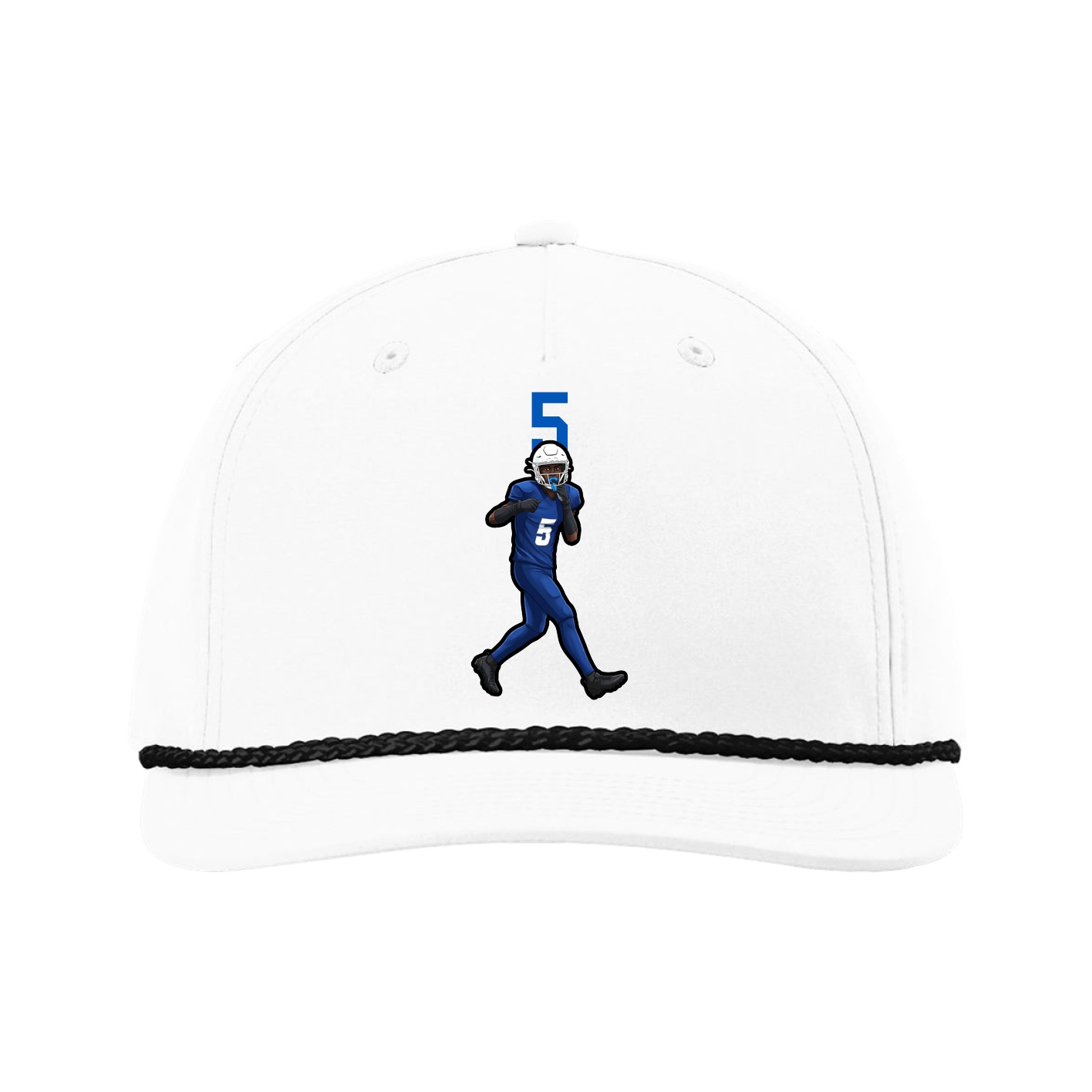 Five-Panel Classic Rope Cap — Number Top in White