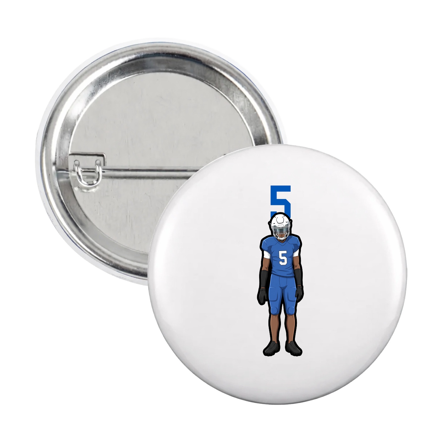 Game Day Button — Number Top in White