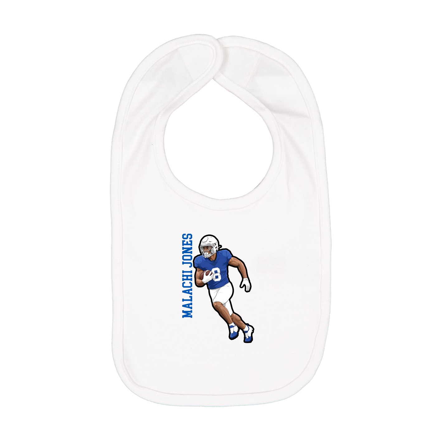 Infant Bib — Name Vertical in White