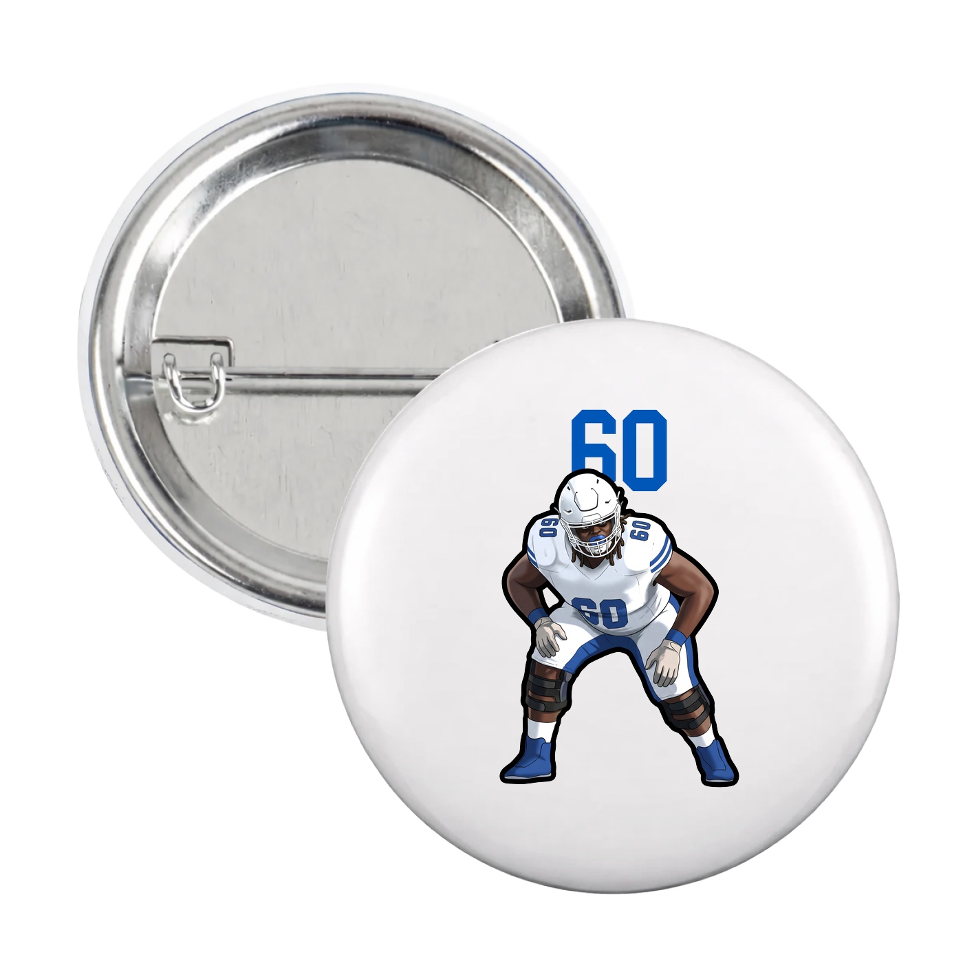 Game Day Button — Number Top in White