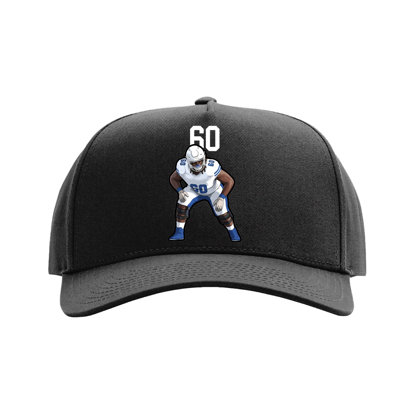 Full Fabric Five-Panel Champ Cap — Number Top in Black
