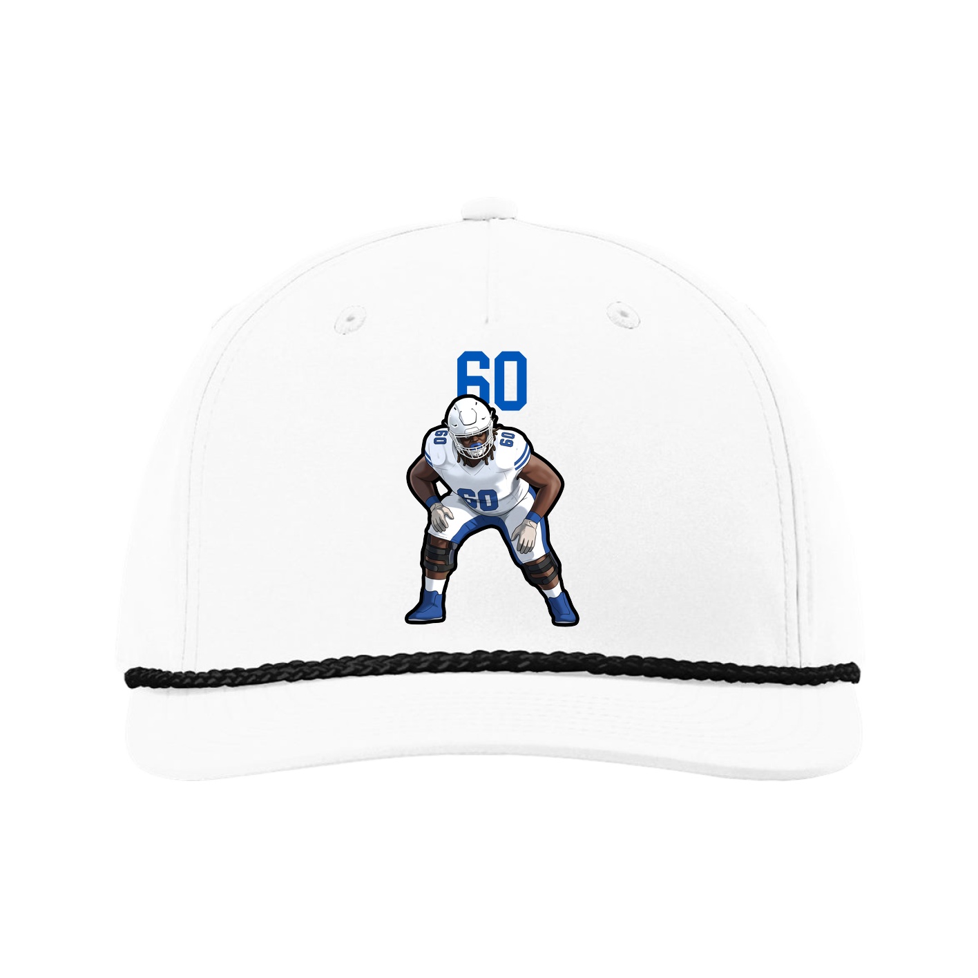 Five-Panel Classic Rope Cap — Number Top in White