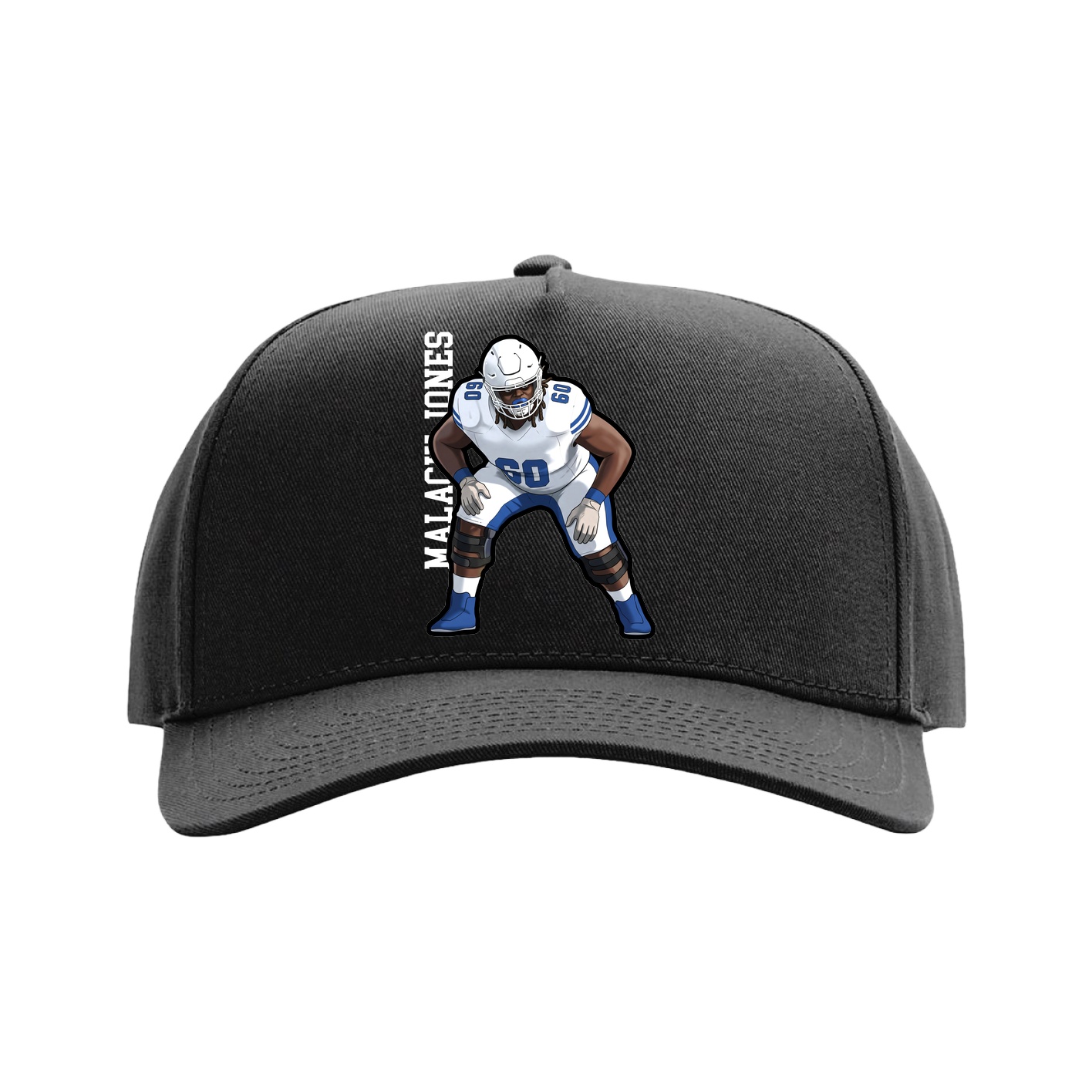Full Fabric Five-Panel Champ Cap — Name Vertical in Black