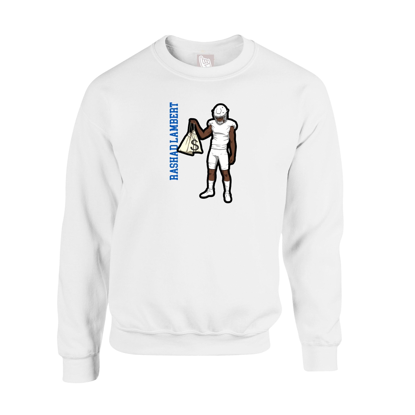 Fleece Crew — Name Vertical in White