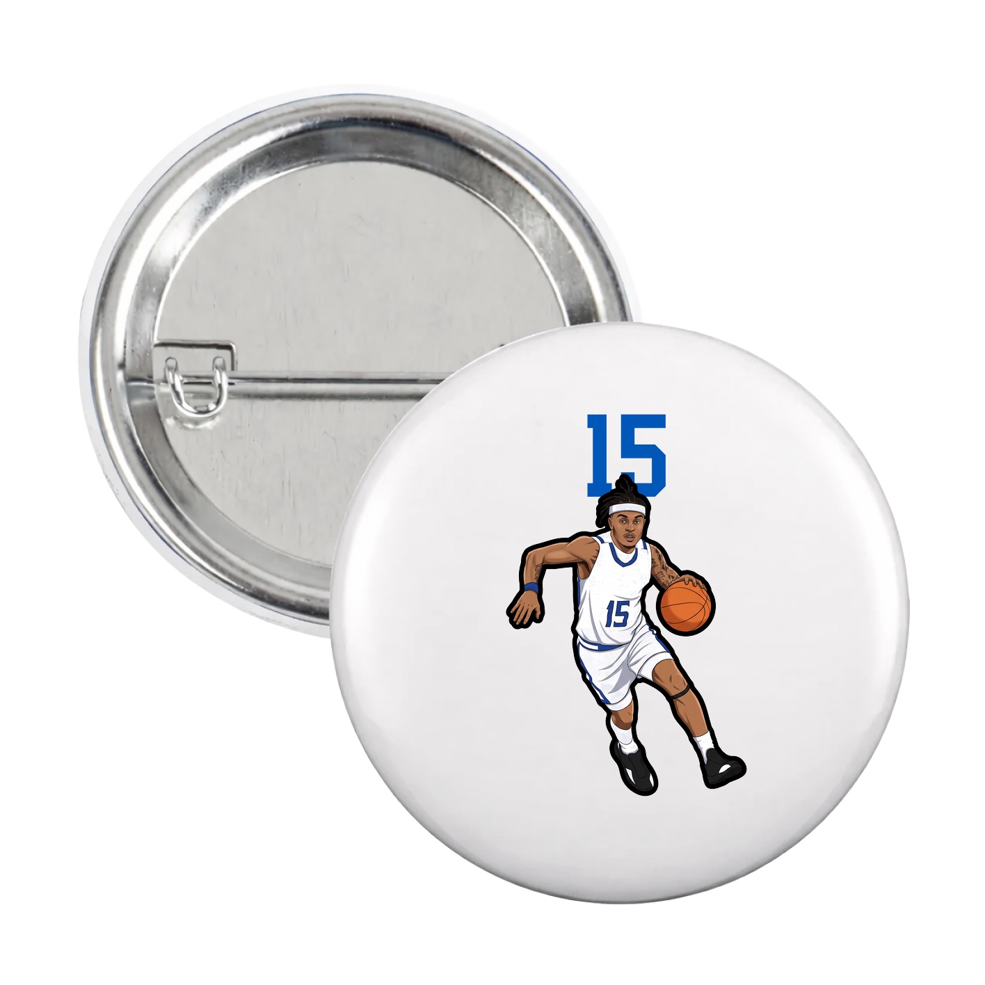 Game Day Button — Number Top in White