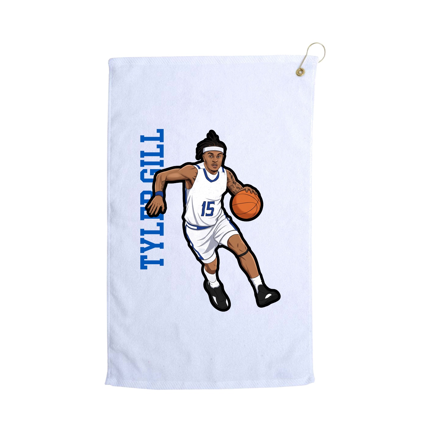 Golf Towel — Name Vertical in White