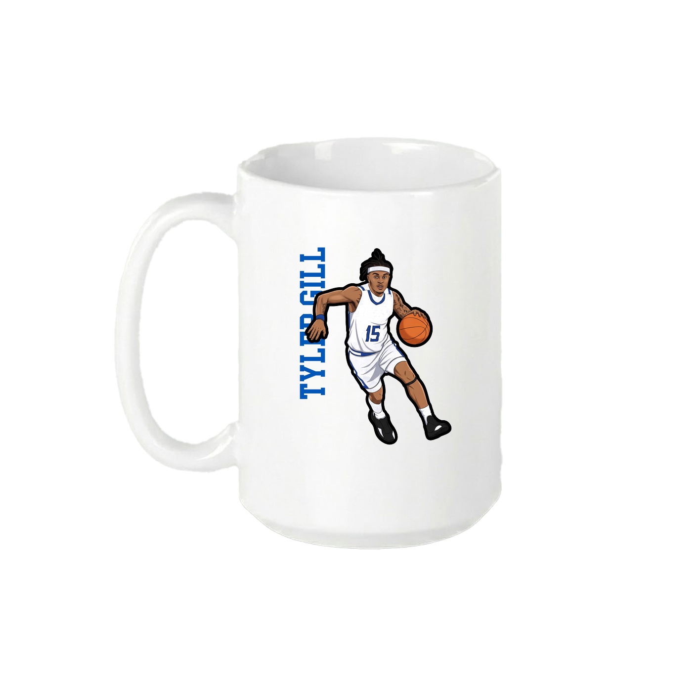 15oz Coffee Mug — Name Vertical in White