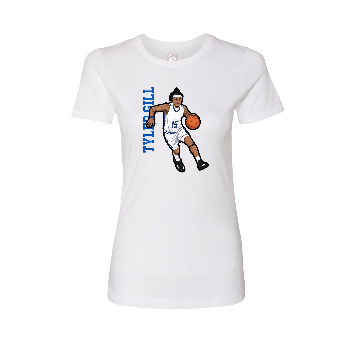 Fitted Women's Tee — Name Vertical in White