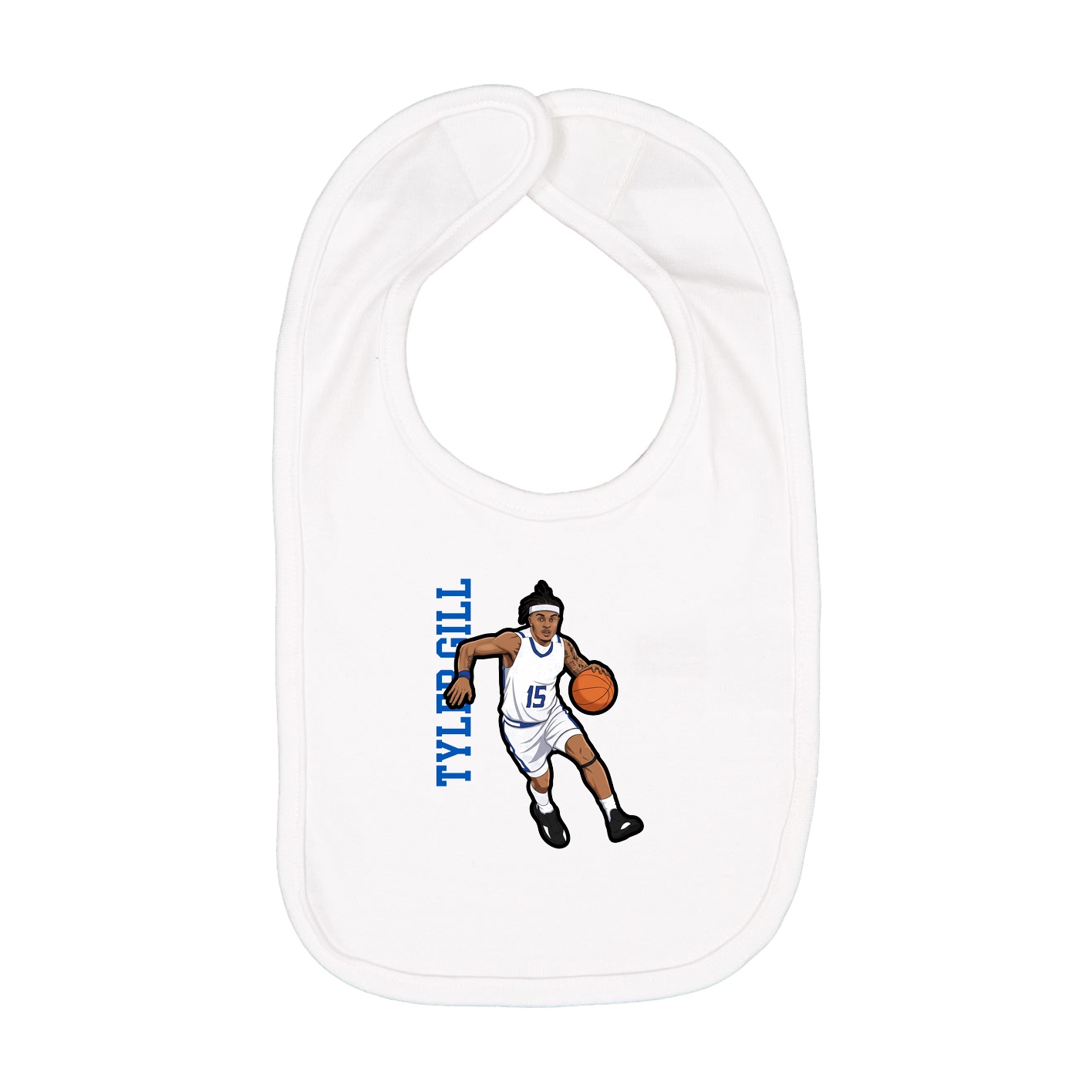 Infant Bib — Name Vertical in White