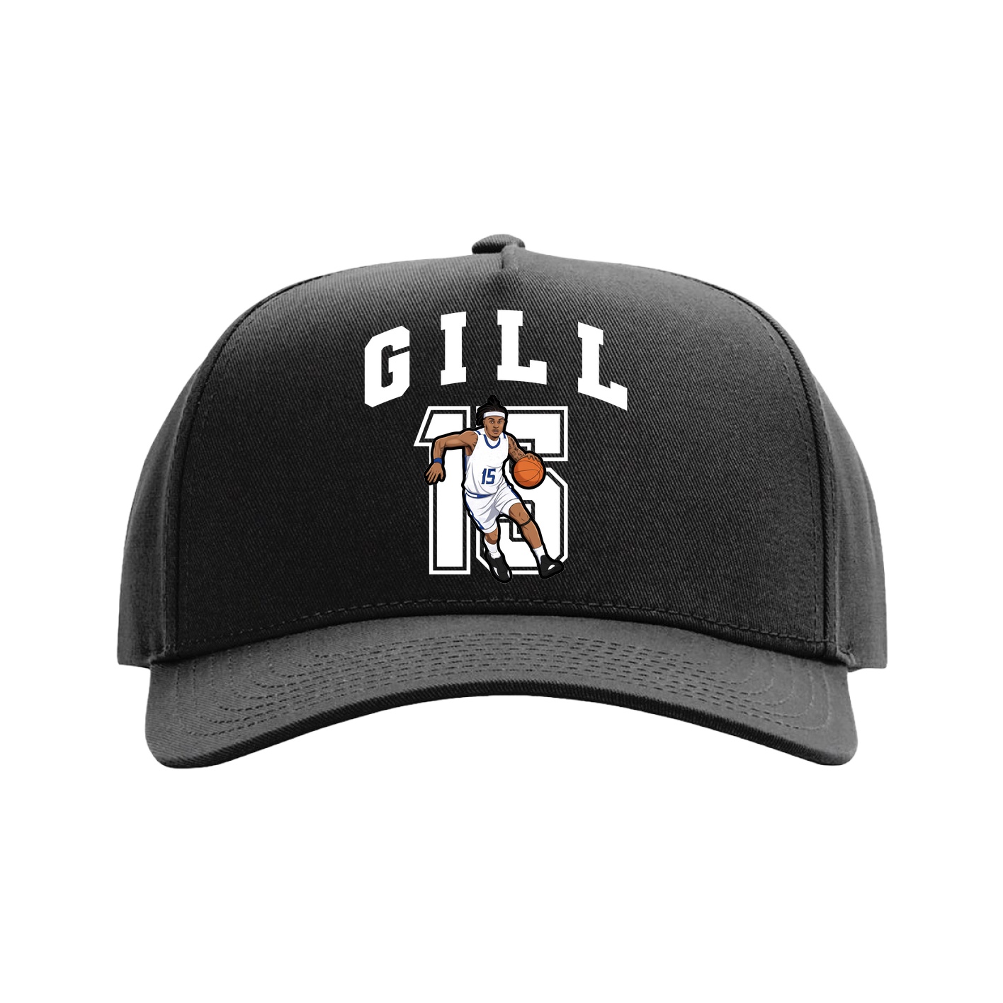 Full Fabric Five-Panel Champ Cap — Number in Black